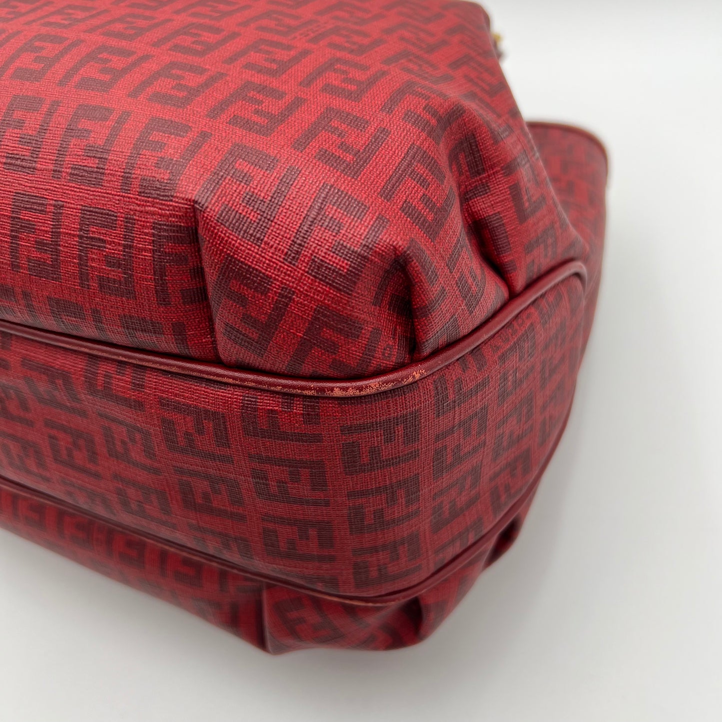 Fendi Red Zucchino Spalmati Coated Canvas Tote