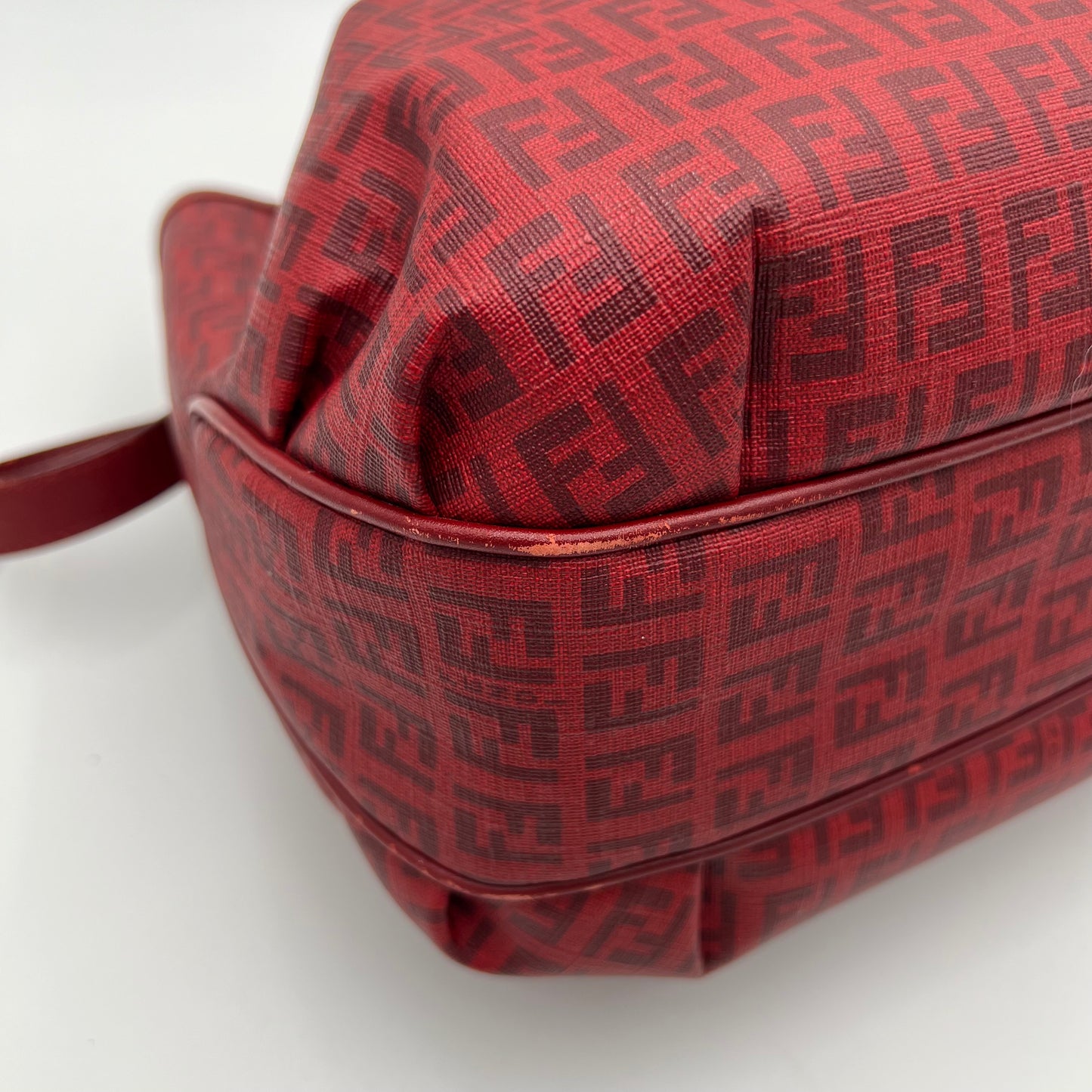 Fendi Red Zucchino Spalmati Coated Canvas Tote