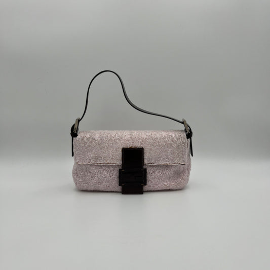 Fendi Baby Pink Beaded Baguette