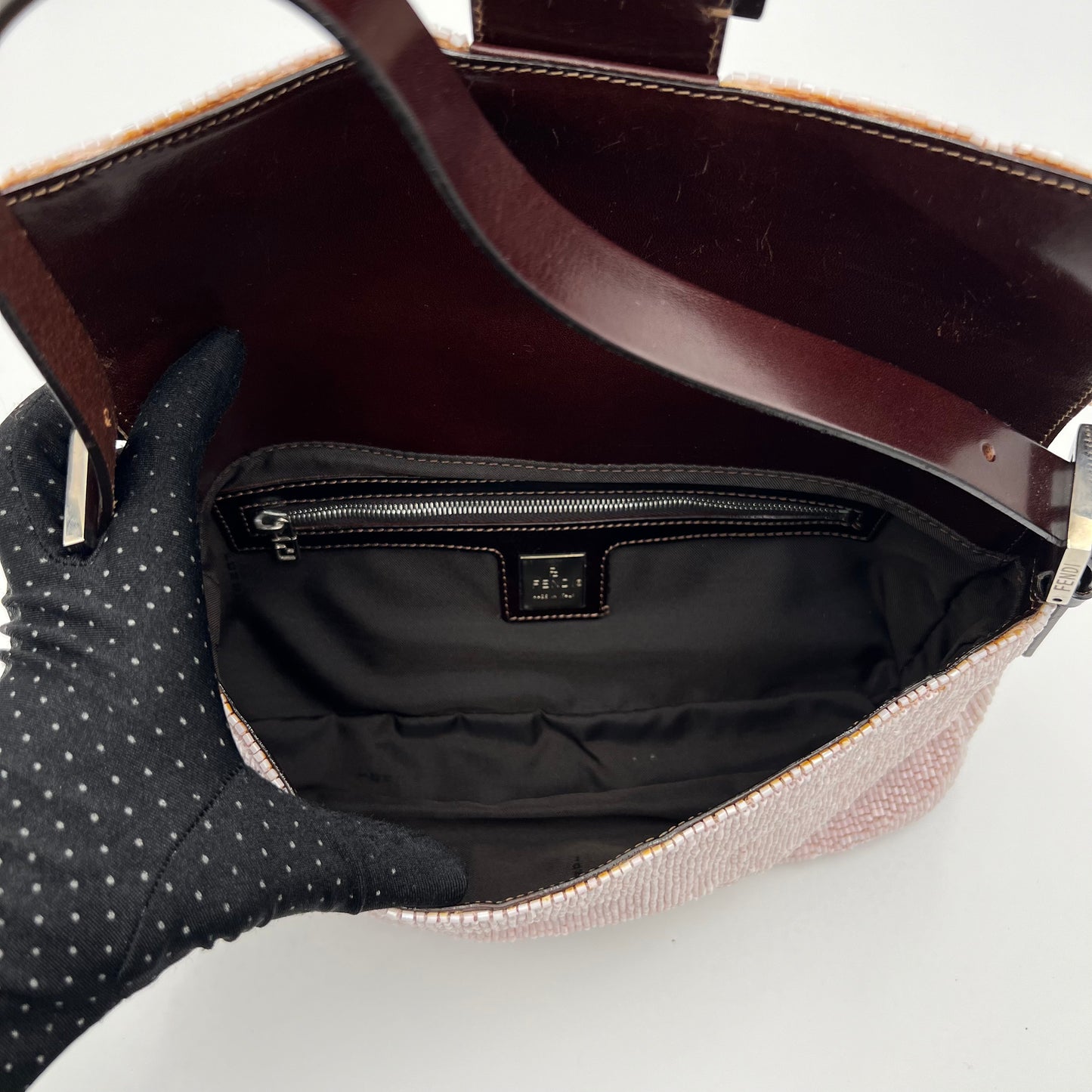 Fendi Baby Pink Beaded Baguette