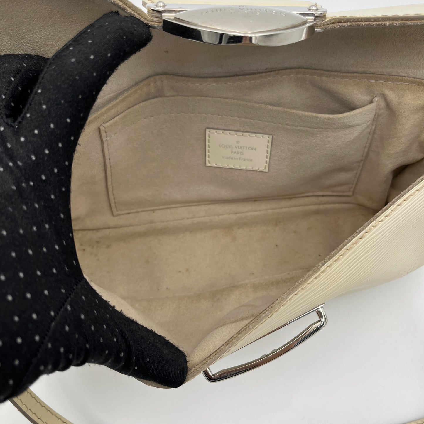 LV White Epi Leather Montaigne Clutch Pochette
