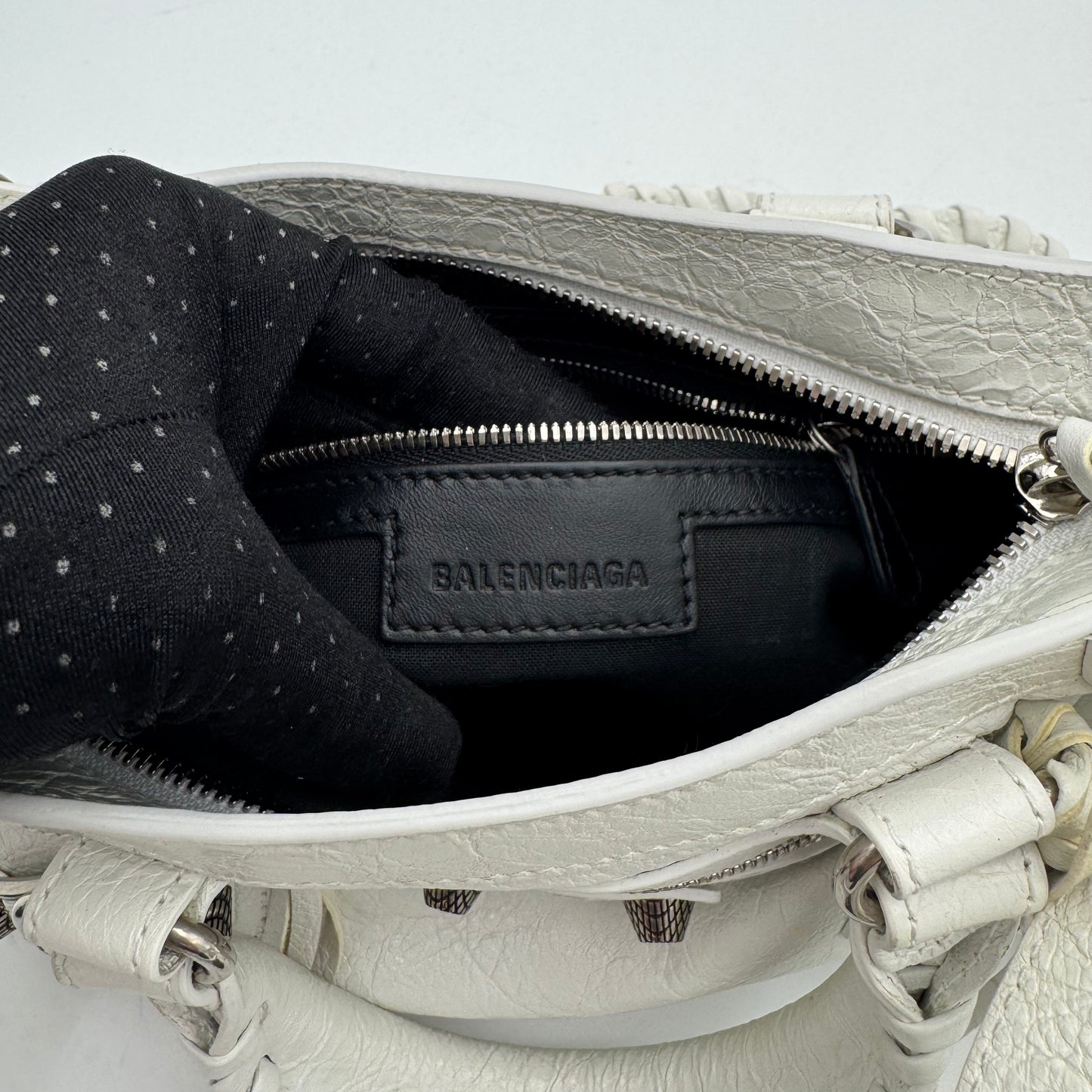 Balenciaga White Leather Small Neo Cagole SHW