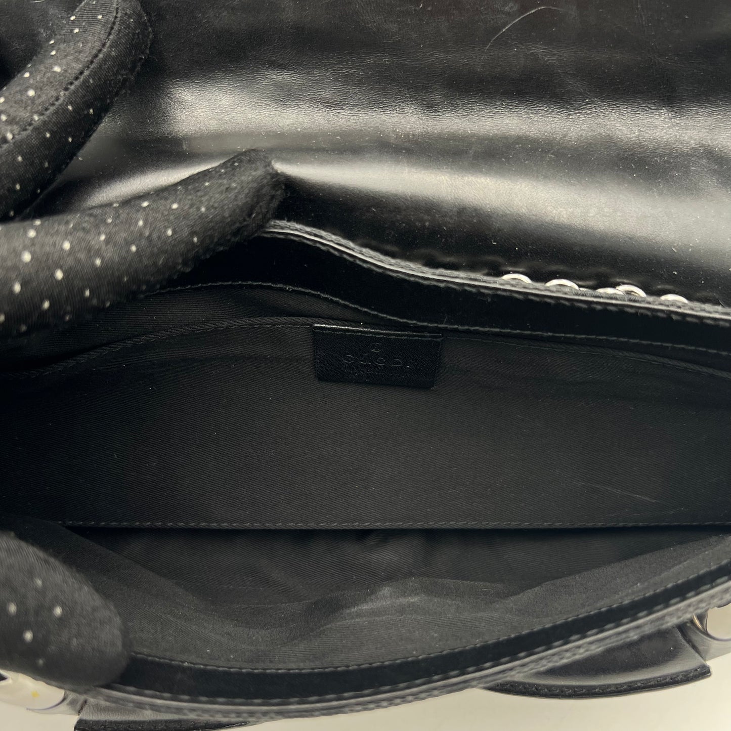 Gucci Tom Ford Black Monogram Canvas Horsebit Chain Shoulder Bag