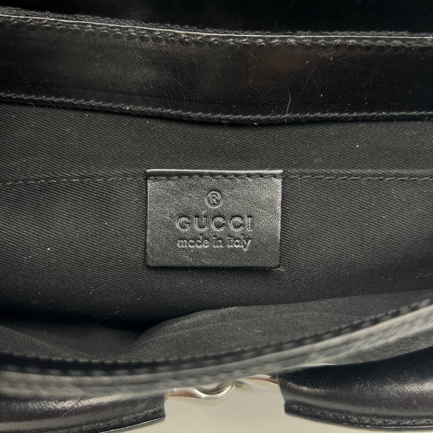 Gucci Tom Ford Black Monogram Canvas Horsebit Chain Shoulder Bag