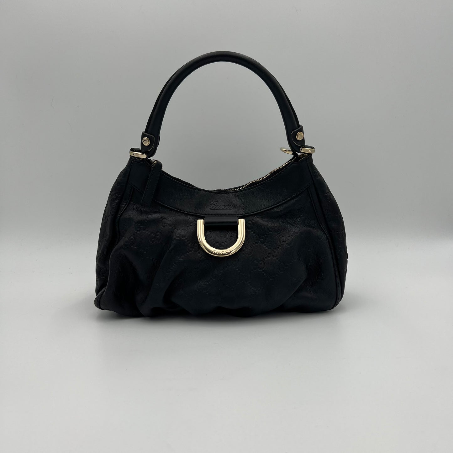 Gucci Black Guccissima Abbey D-Ring Shoulder Bag