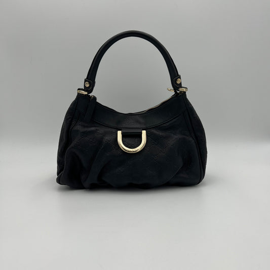 Gucci Black Guccissima Abbey D-Ring Shoulder Bag