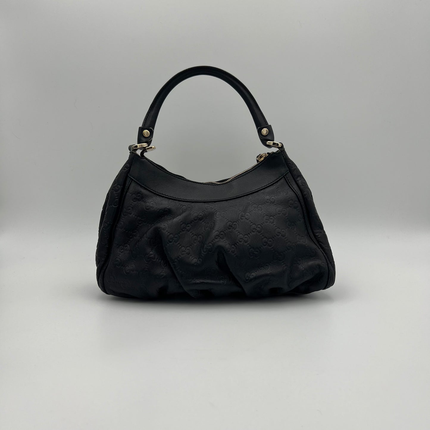 Gucci Black Guccissima Abbey D-Ring Shoulder Bag