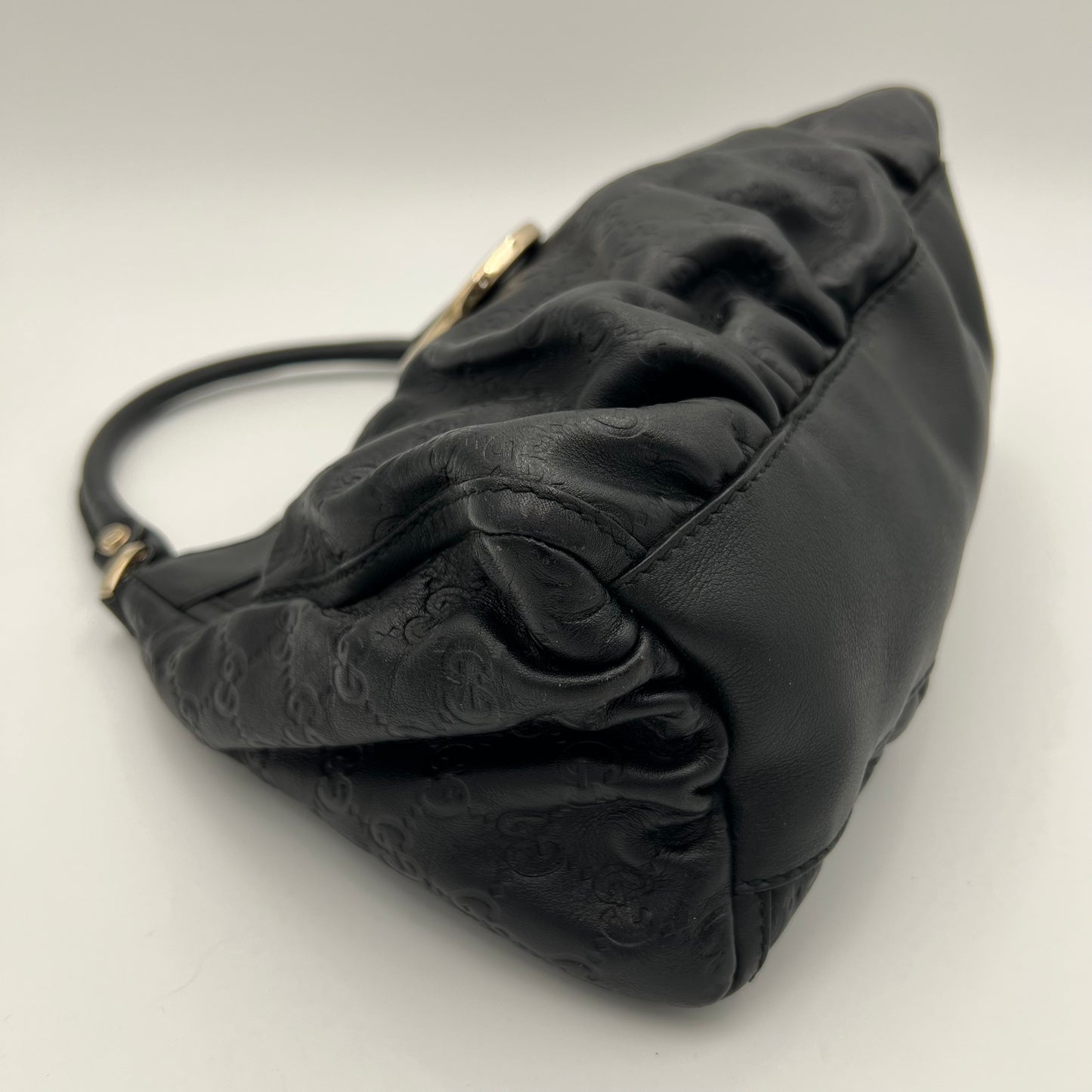Gucci Black Guccissima Abbey D-Ring Shoulder Bag
