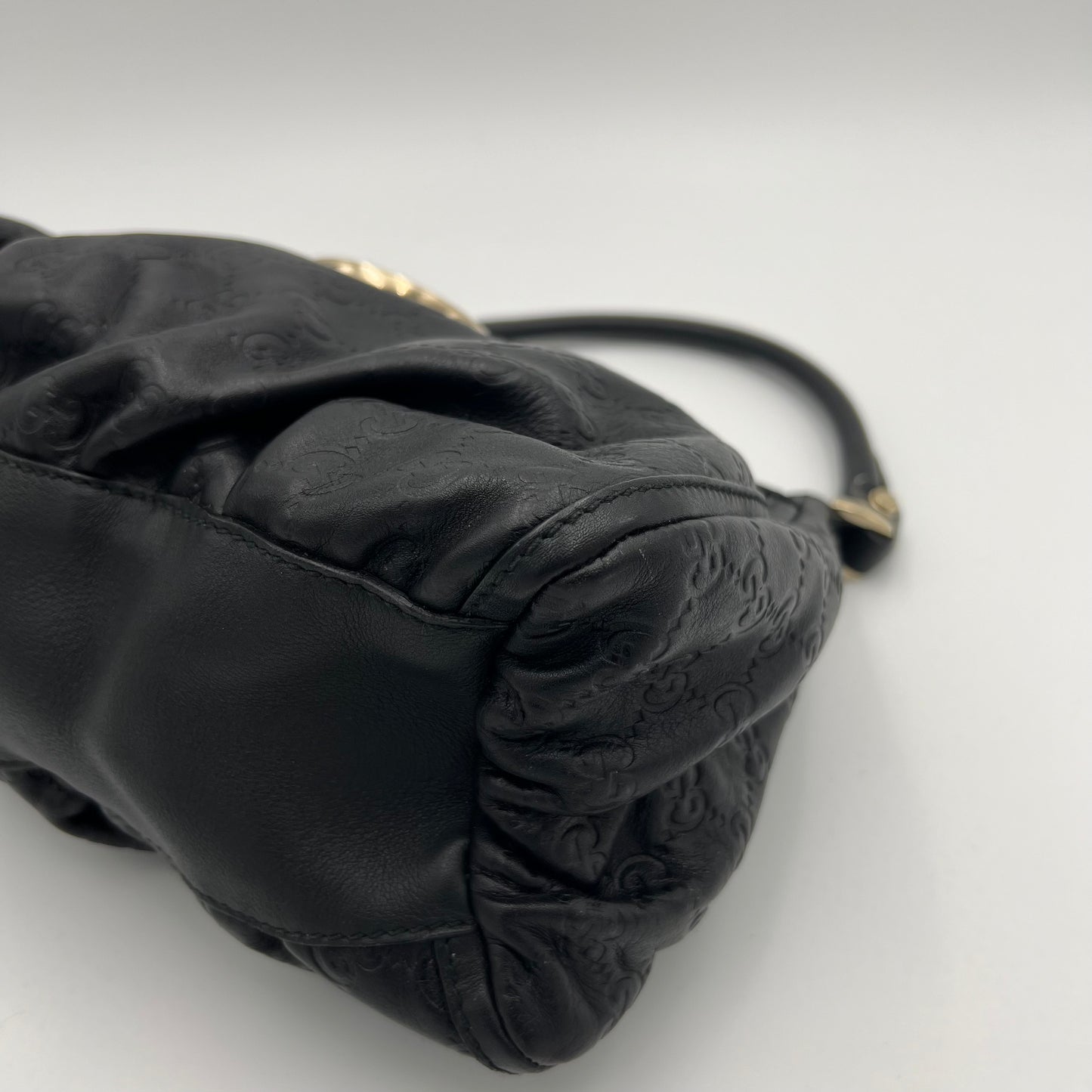Gucci Black Guccissima Abbey D-Ring Shoulder Bag