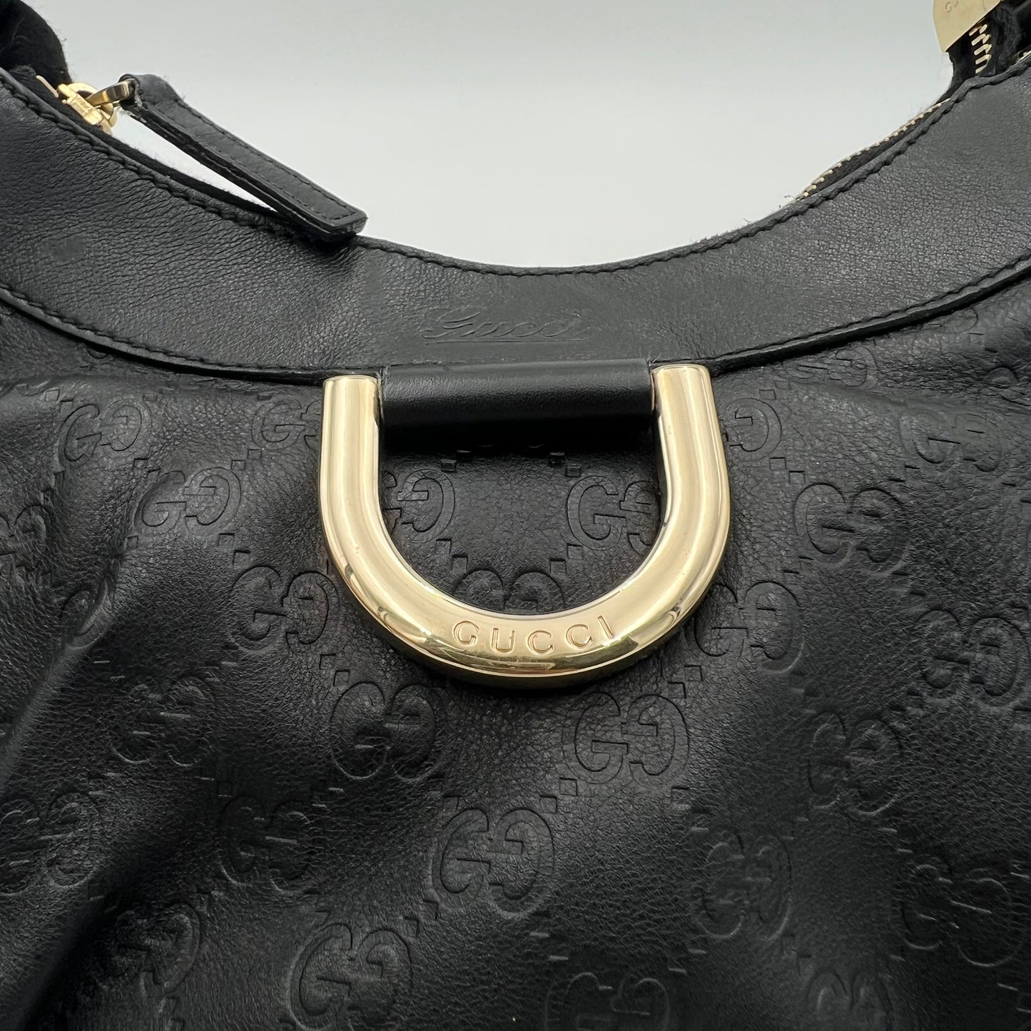 Gucci Black Guccissima Abbey D-Ring Shoulder Bag