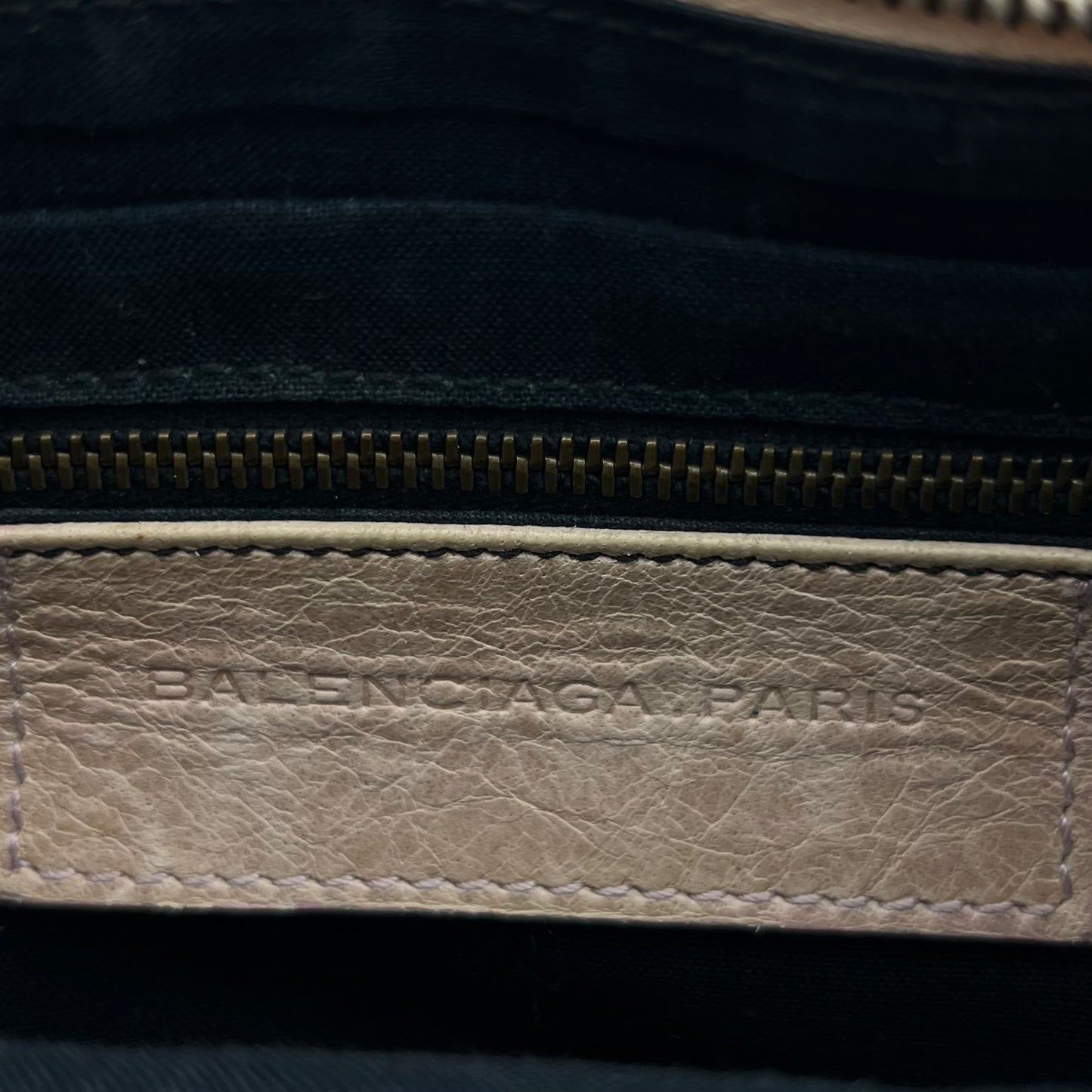 Balenciaga Beige Leather Pink Gum Seal Hip The Shoulder Bag