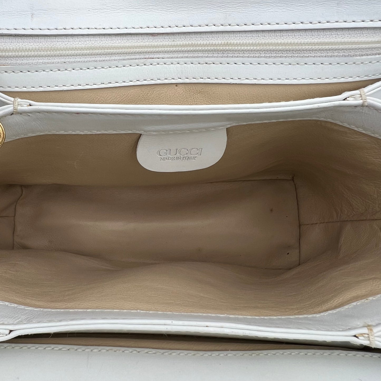 Gucci Vintage White Bamboo Twist Lock Handbag