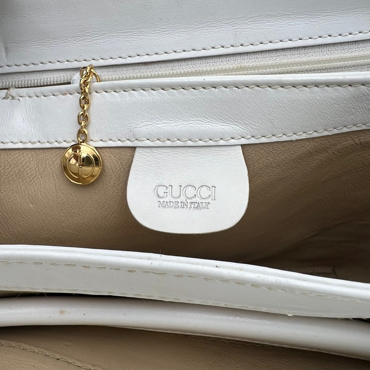 Gucci Vintage White Bamboo Twist Lock Handbag