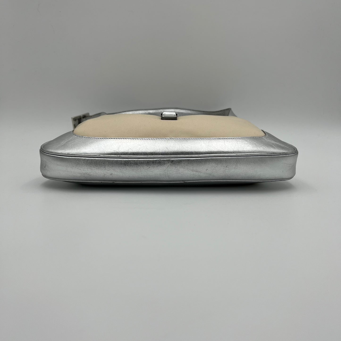Gucci Beige Cloth Silver Leather Jackie O Bag