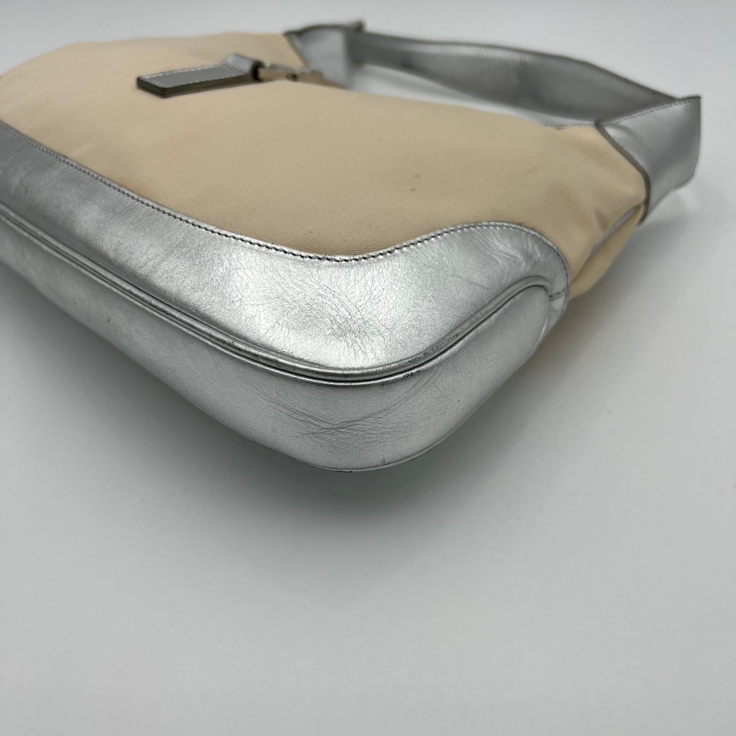 Gucci Beige Cloth Silver Leather Jackie O Bag