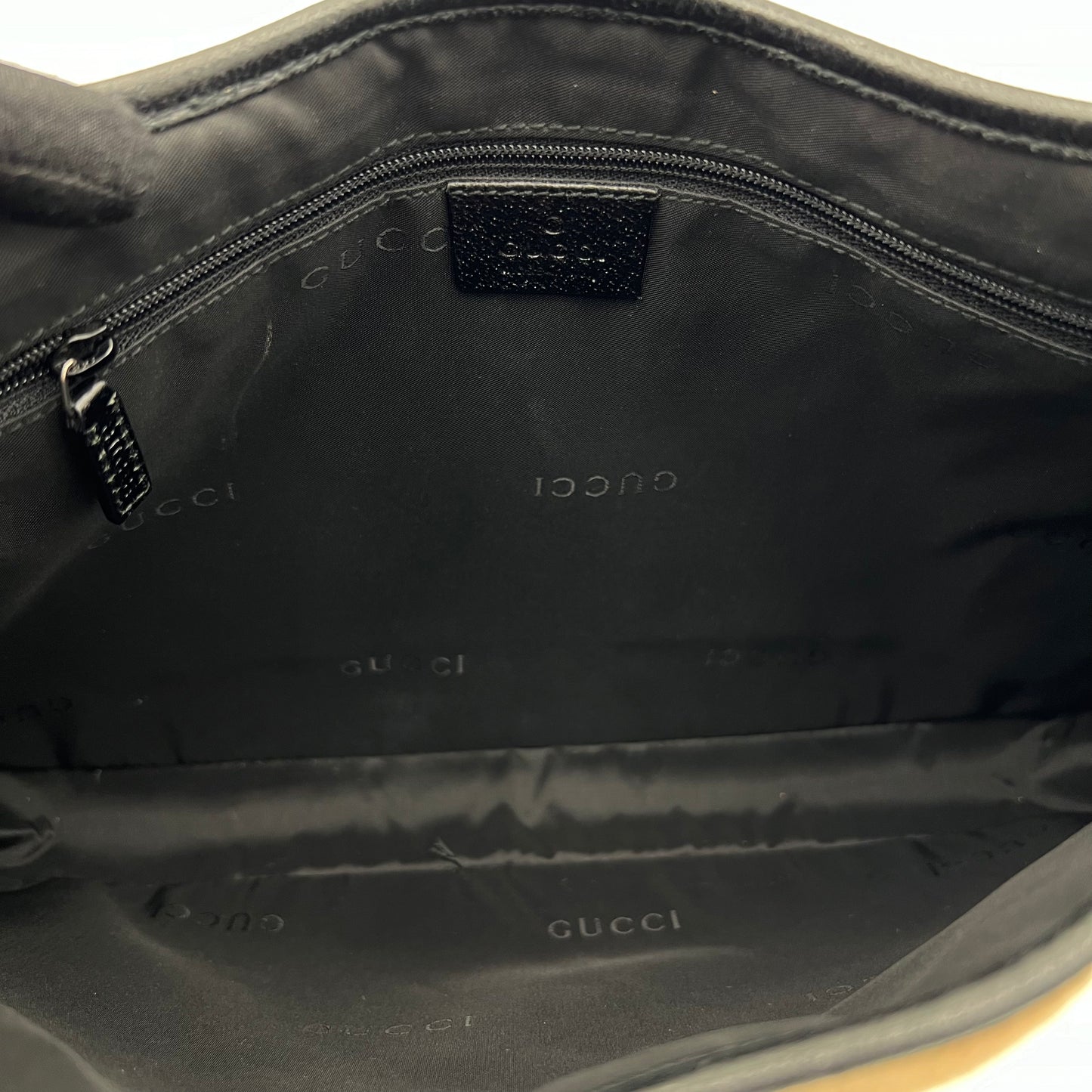 Gucci Beige Wool Black Leather Jackie O Hobo