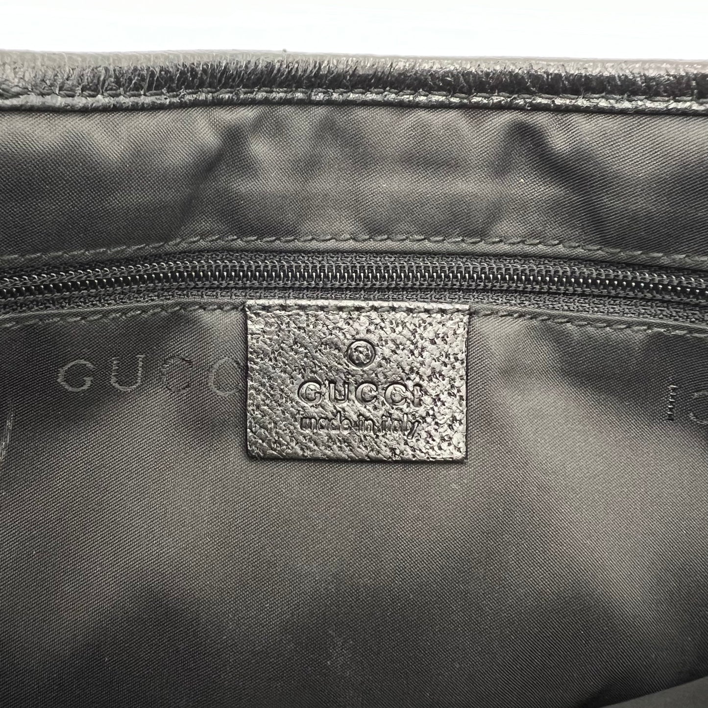 Gucci Beige Wool Black Leather Jackie O Hobo