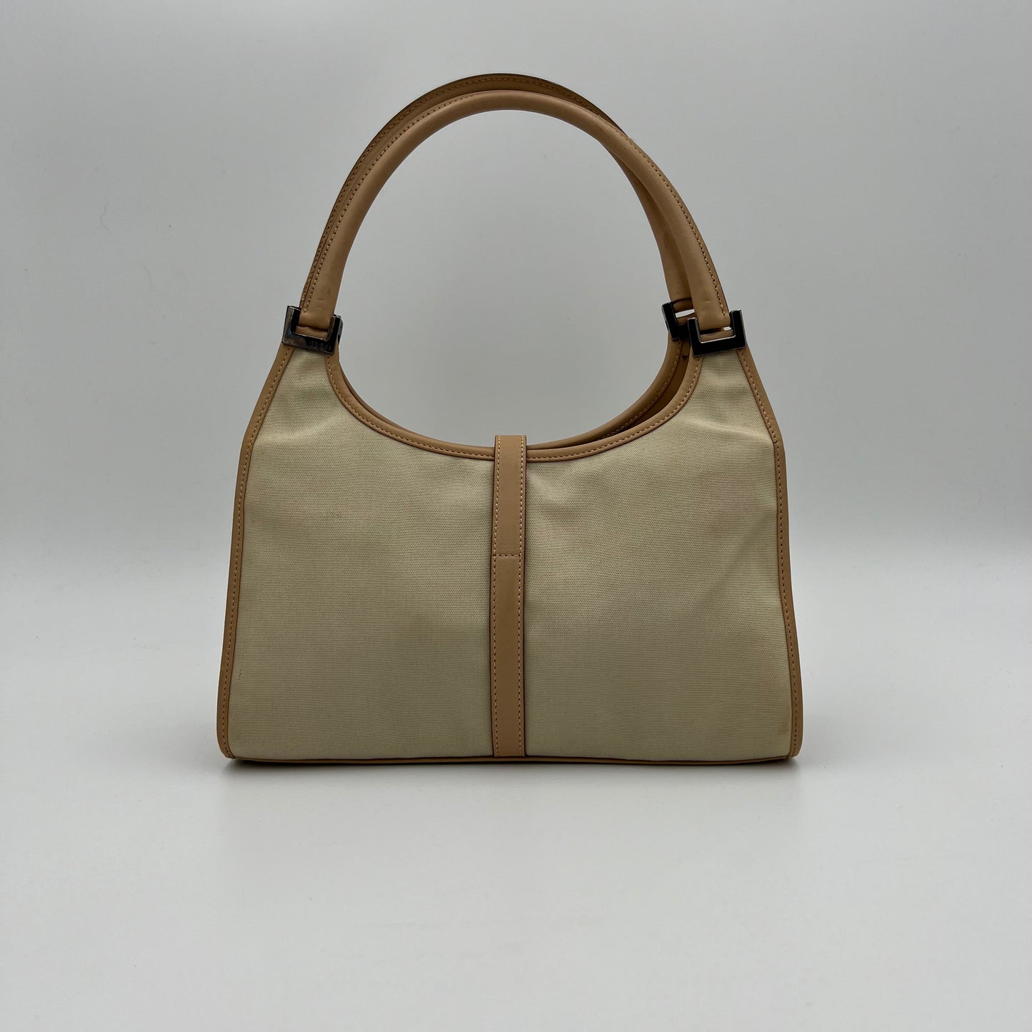 Gucci Beige Nylon and Leather Small Bardot Jackie