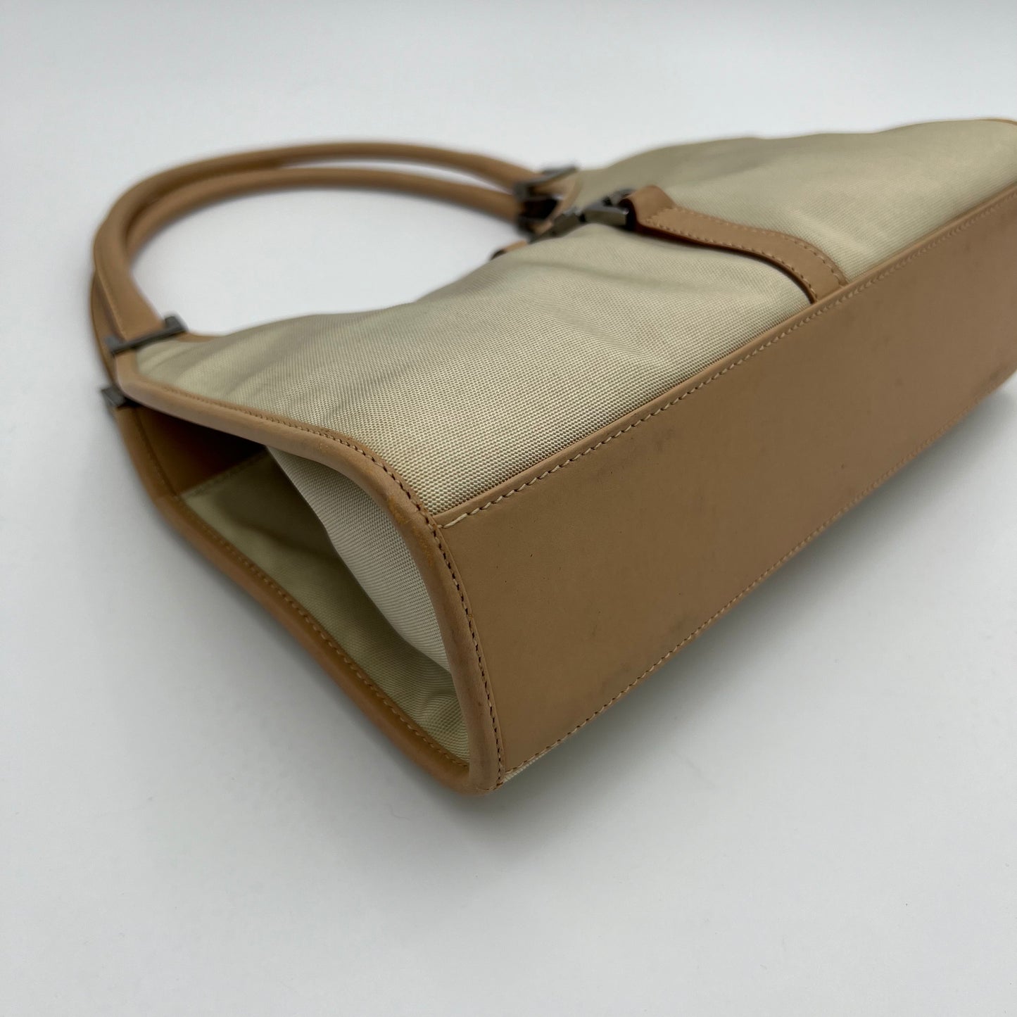 Gucci Beige Nylon and Leather Small Bardot Jackie