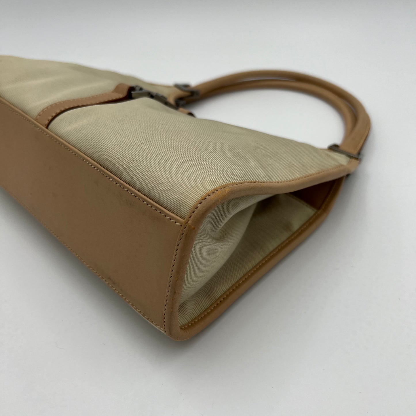 Gucci Beige Nylon and Leather Small Bardot Jackie