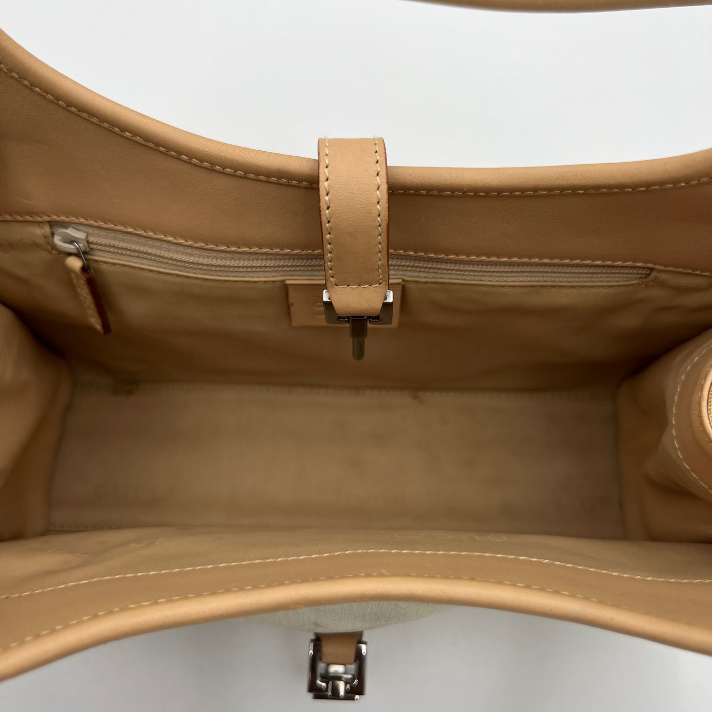 Gucci Beige Nylon and Leather Small Bardot Jackie