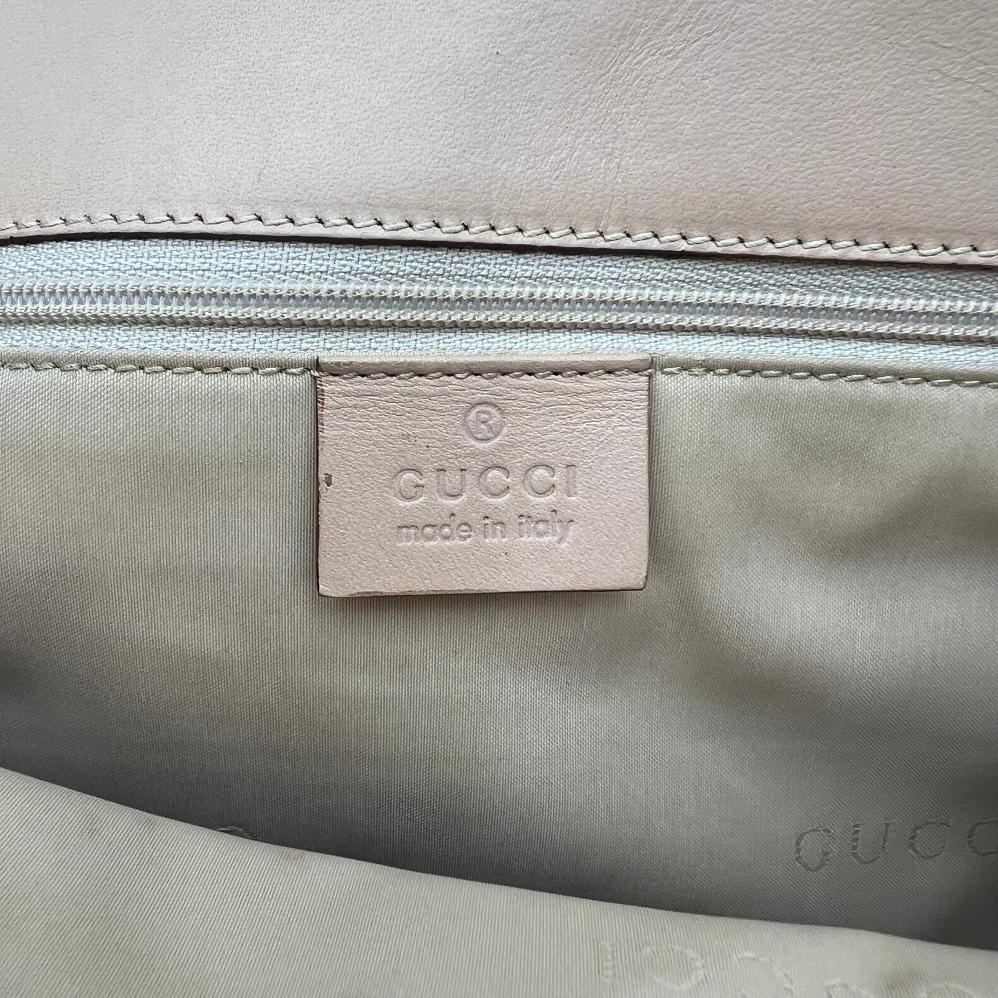 Gucci Beige Nylon and Leather Small Bardot Jackie