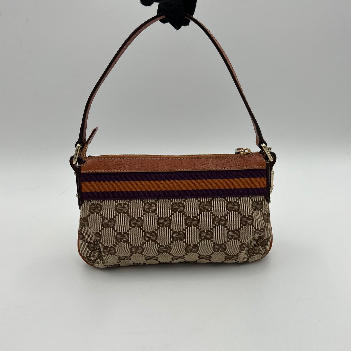 Gucci Brown Monogram Canvas Orange Purple Sherryline Pochette