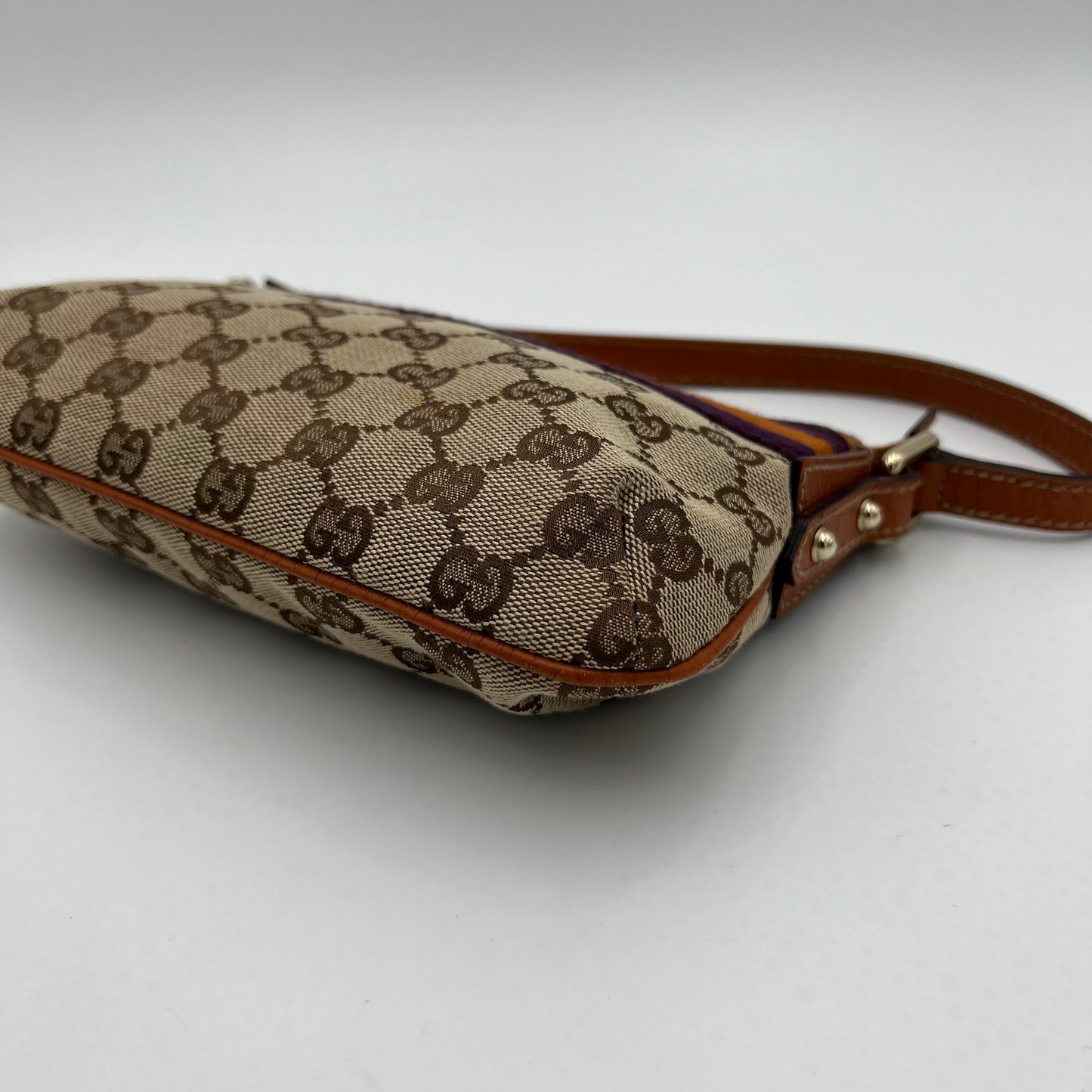 Gucci Brown Monogram Canvas Orange Purple Sherryline Pochette