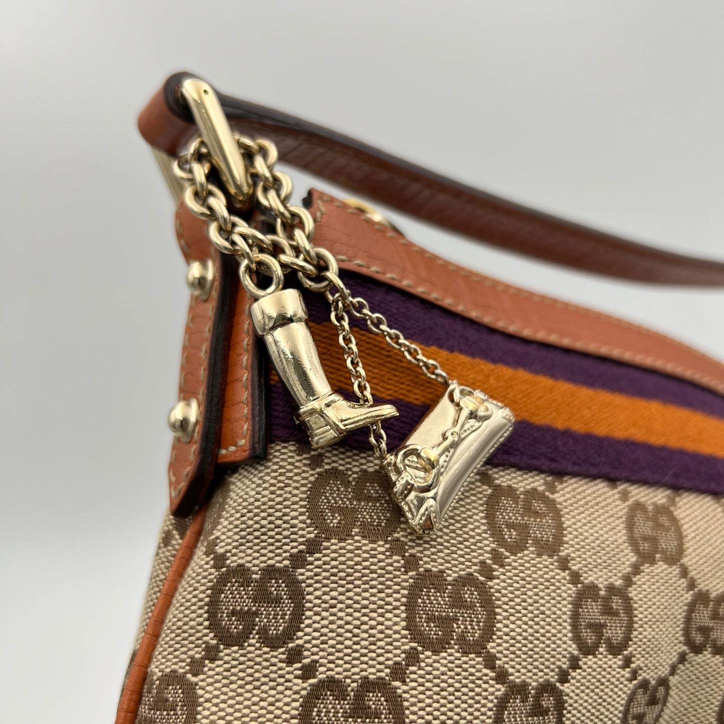 Gucci Brown Monogram Canvas Orange Purple Sherryline Pochette