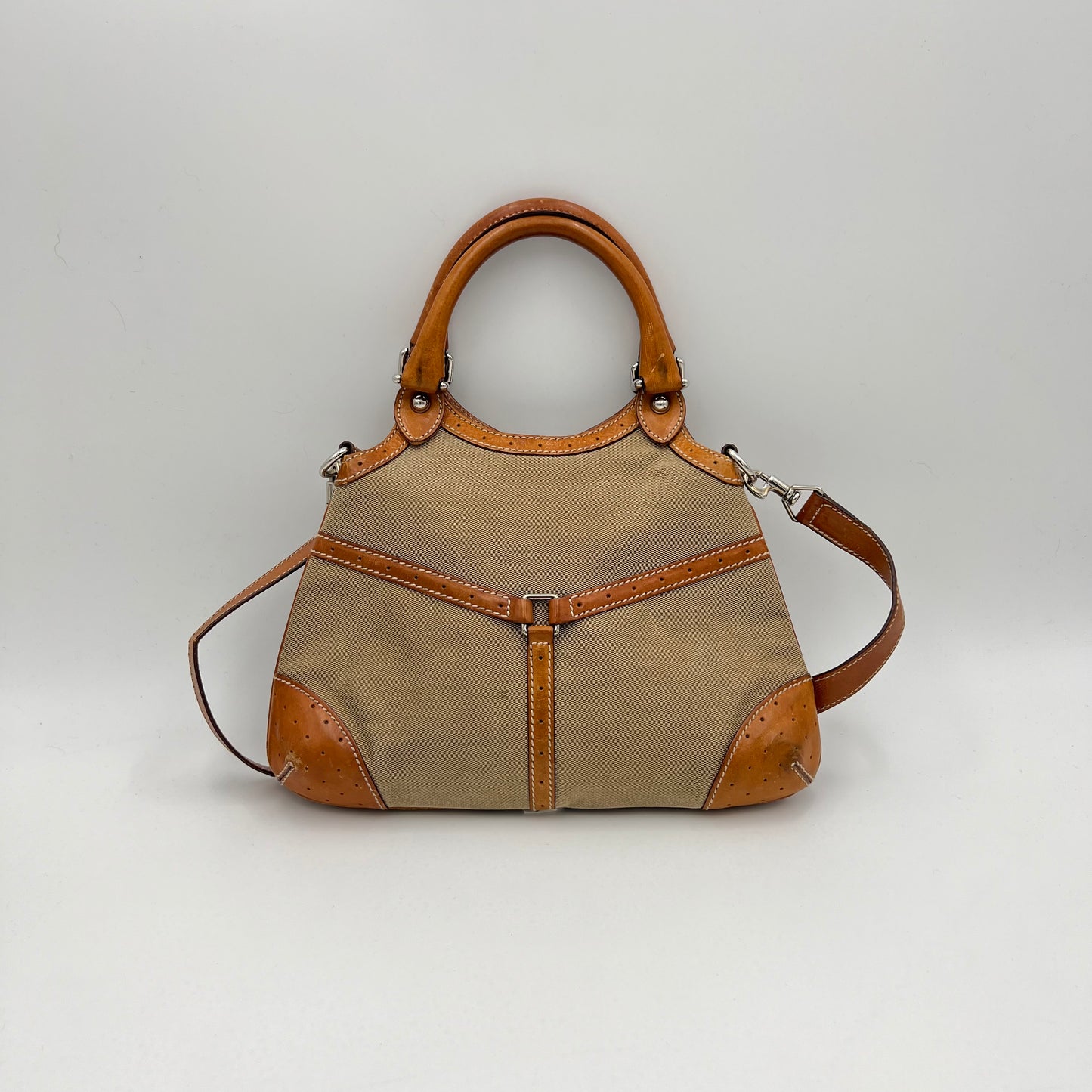 Gucci Web Canvas Reins Handbag with Long Strap