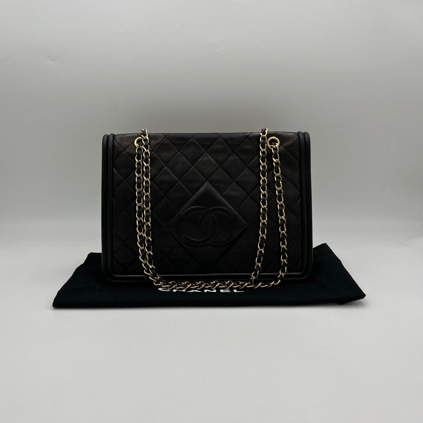Chanel Black Matelasse Lambskin Timeless Full Flap