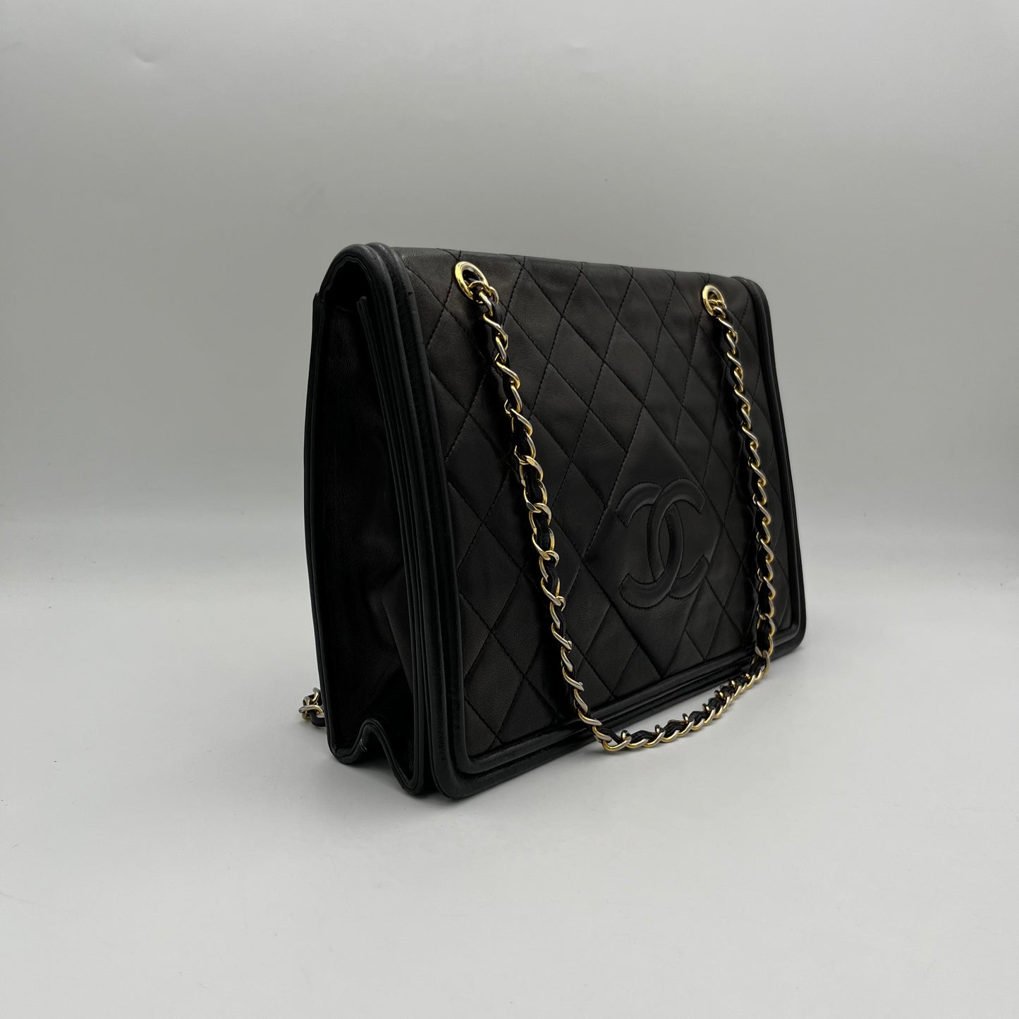 Chanel Black Matelasse Lambskin Timeless Full Flap