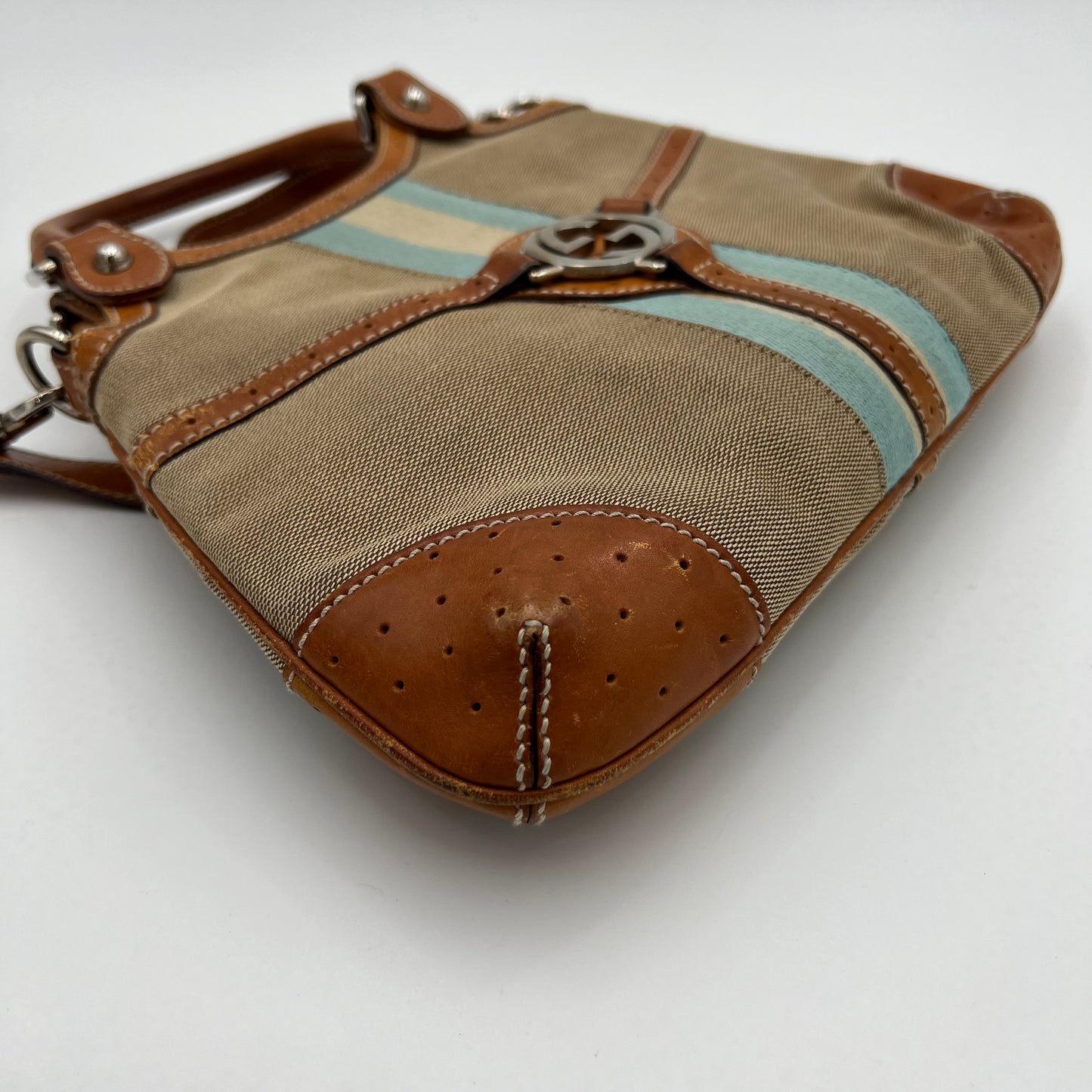 Gucci Web Canvas Reins Handbag with Long Strap