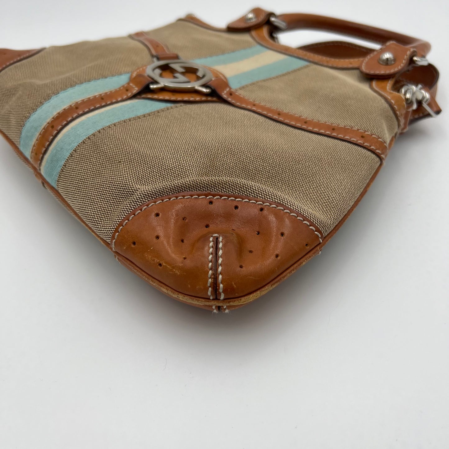 Gucci Web Canvas Reins Handbag with Long Strap