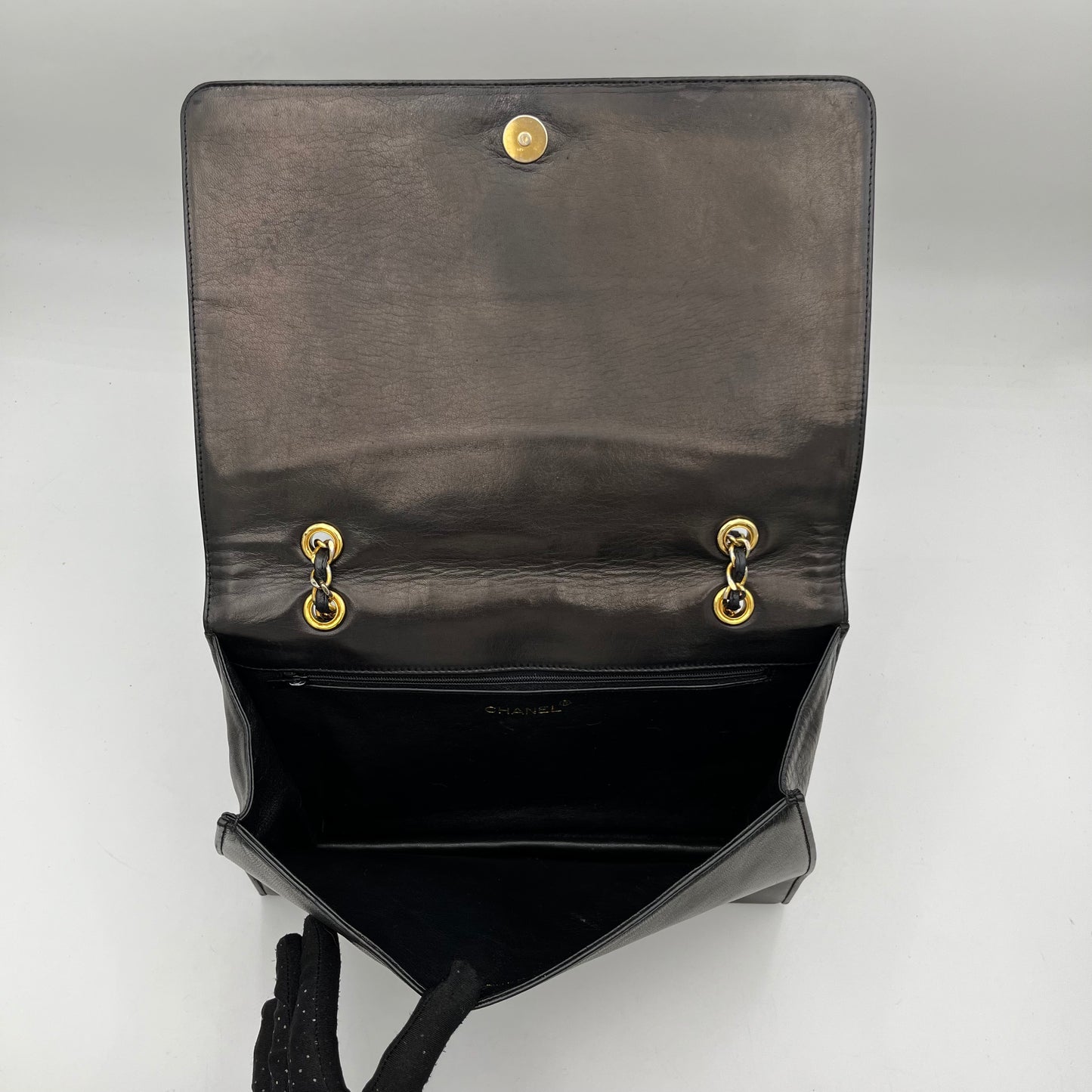 Chanel Black Matelasse Lambskin Timeless Full Flap