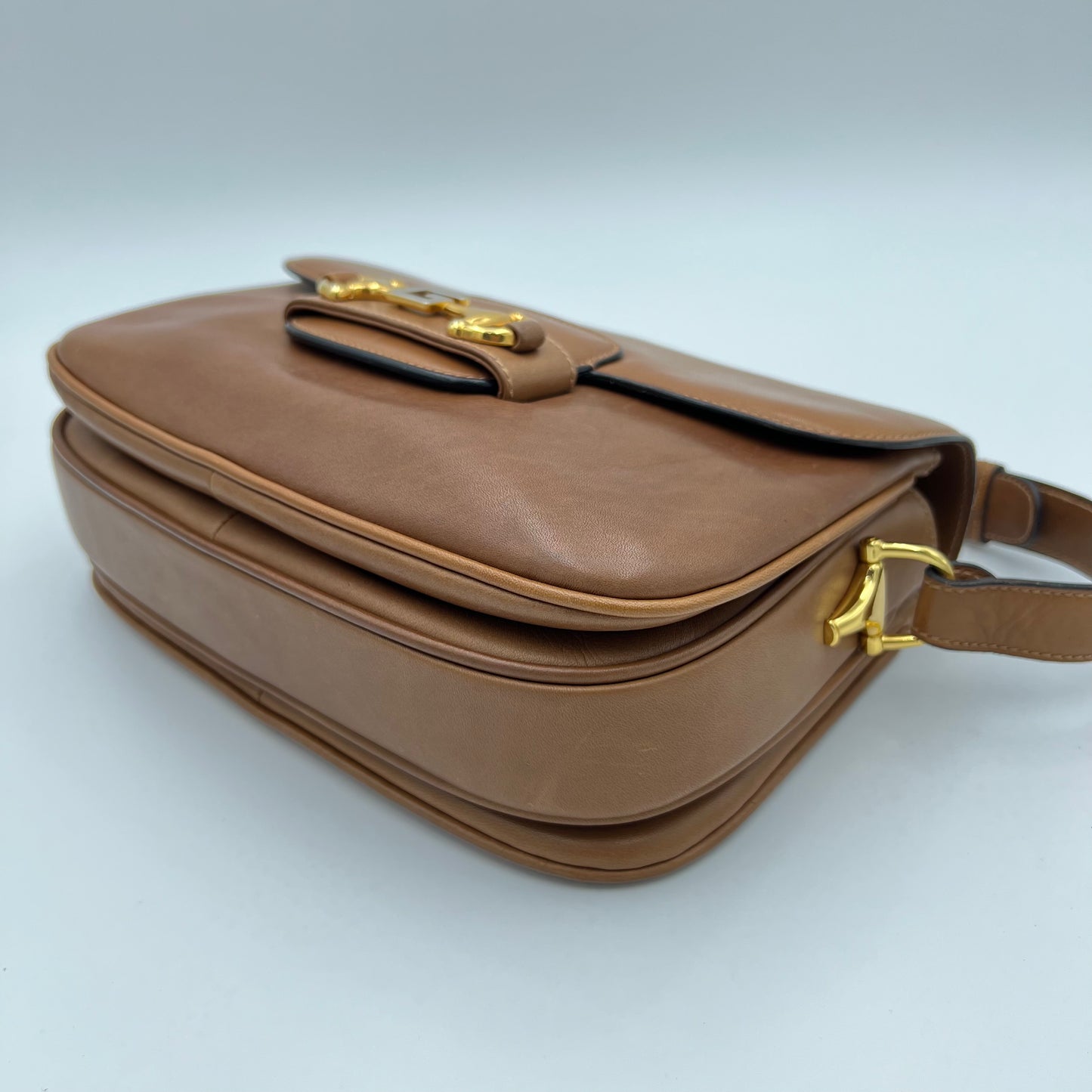 Gucci Vintage Brown Leather G Horsebit 1955 Bag