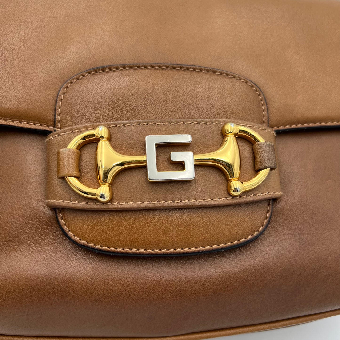 Gucci Vintage Brown Leather G Horsebit 1955 Bag