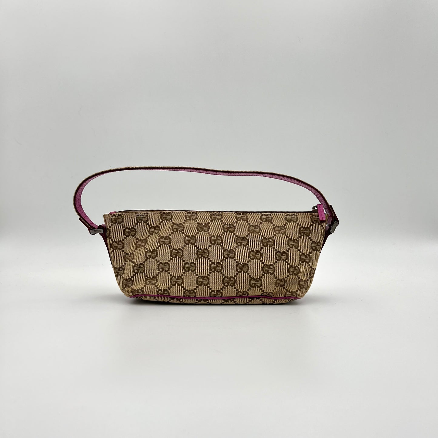 Gucci Brown Monogram Canvas Pink Sherryline Boat Pochette