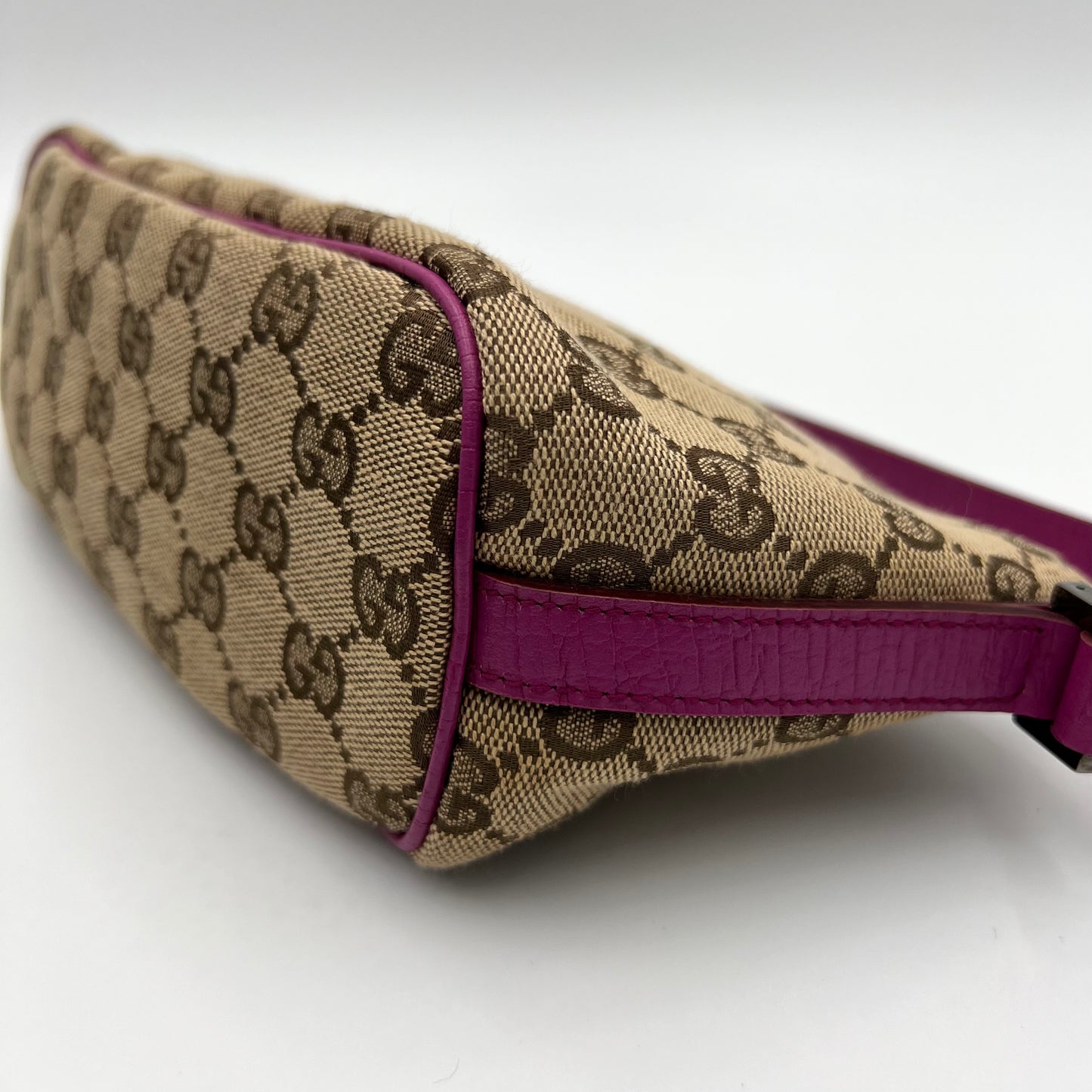 Gucci Brown Monogram Canvas Pink Sherryline Boat Pochette