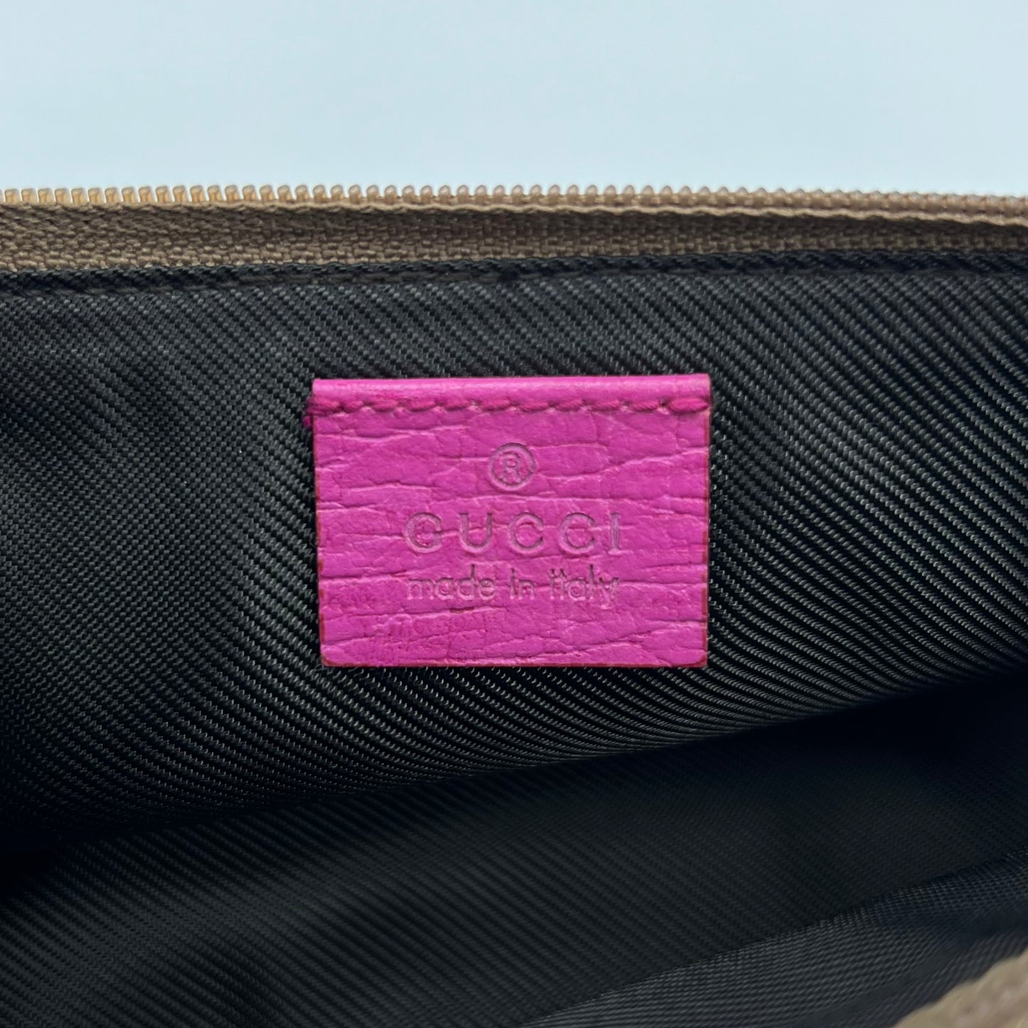 Gucci Brown Monogram Canvas Pink Sherryline Boat Pochette