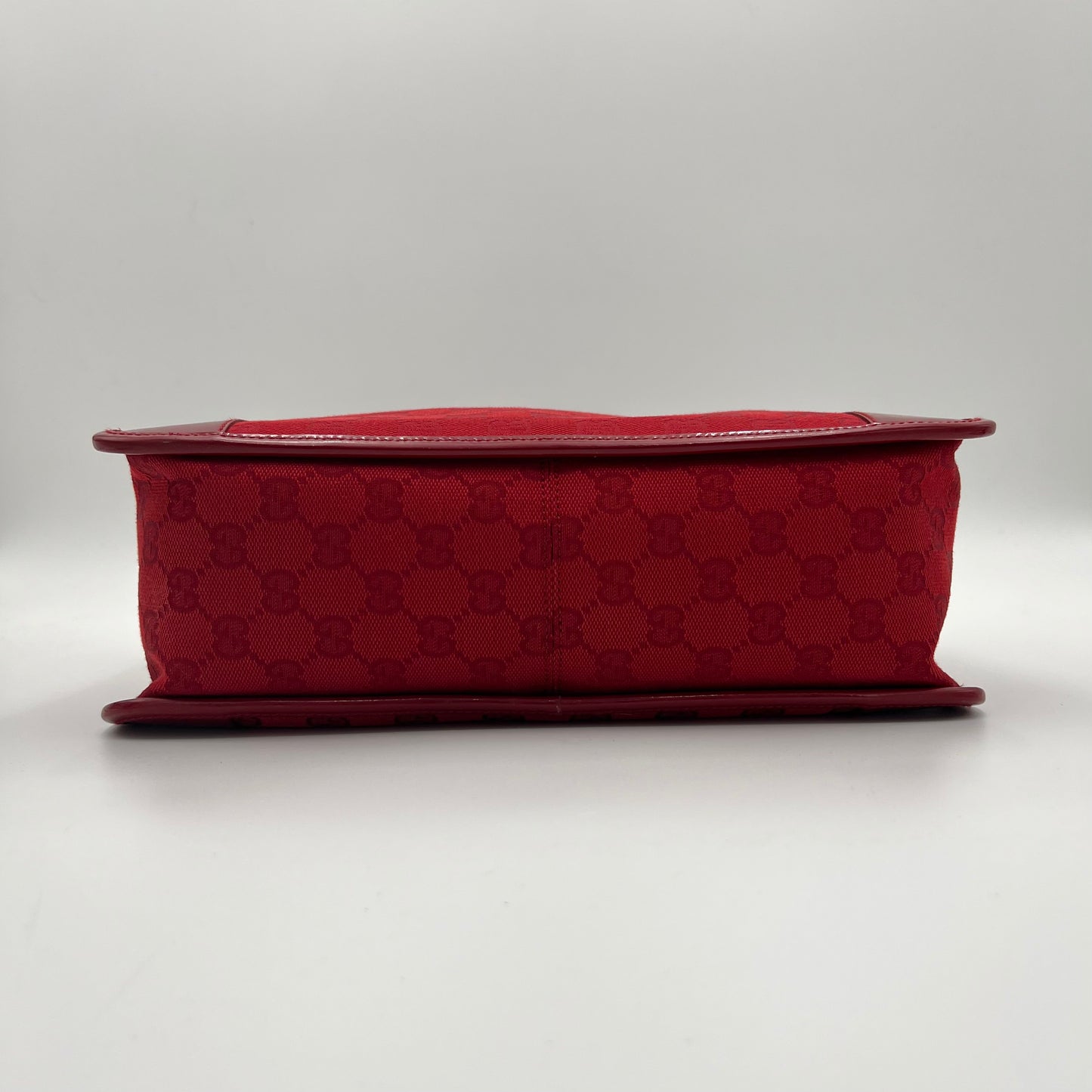 Gucci Red Monogram Canvas and Patent Leather Handbag