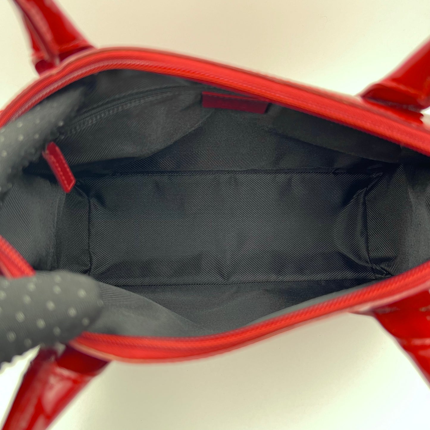 Gucci Red Monogram Canvas and Patent Leather Handbag