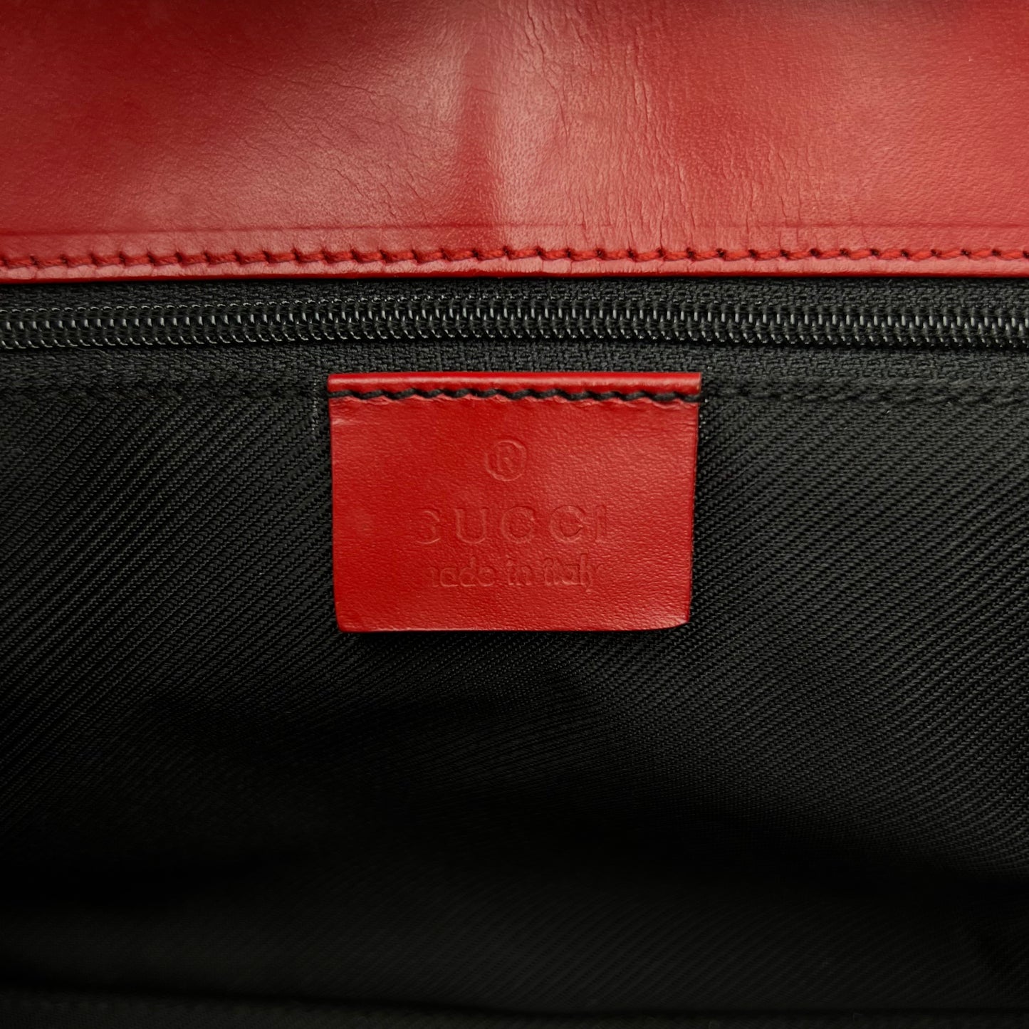 Gucci Blue Red Monogram Canvas and Leather Small Bardot Jackie