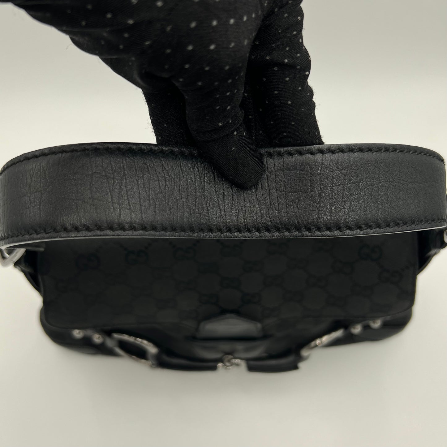 Gucci Monogram Canvas and Leather Horsebit 1955 Chain Shoulder Bag