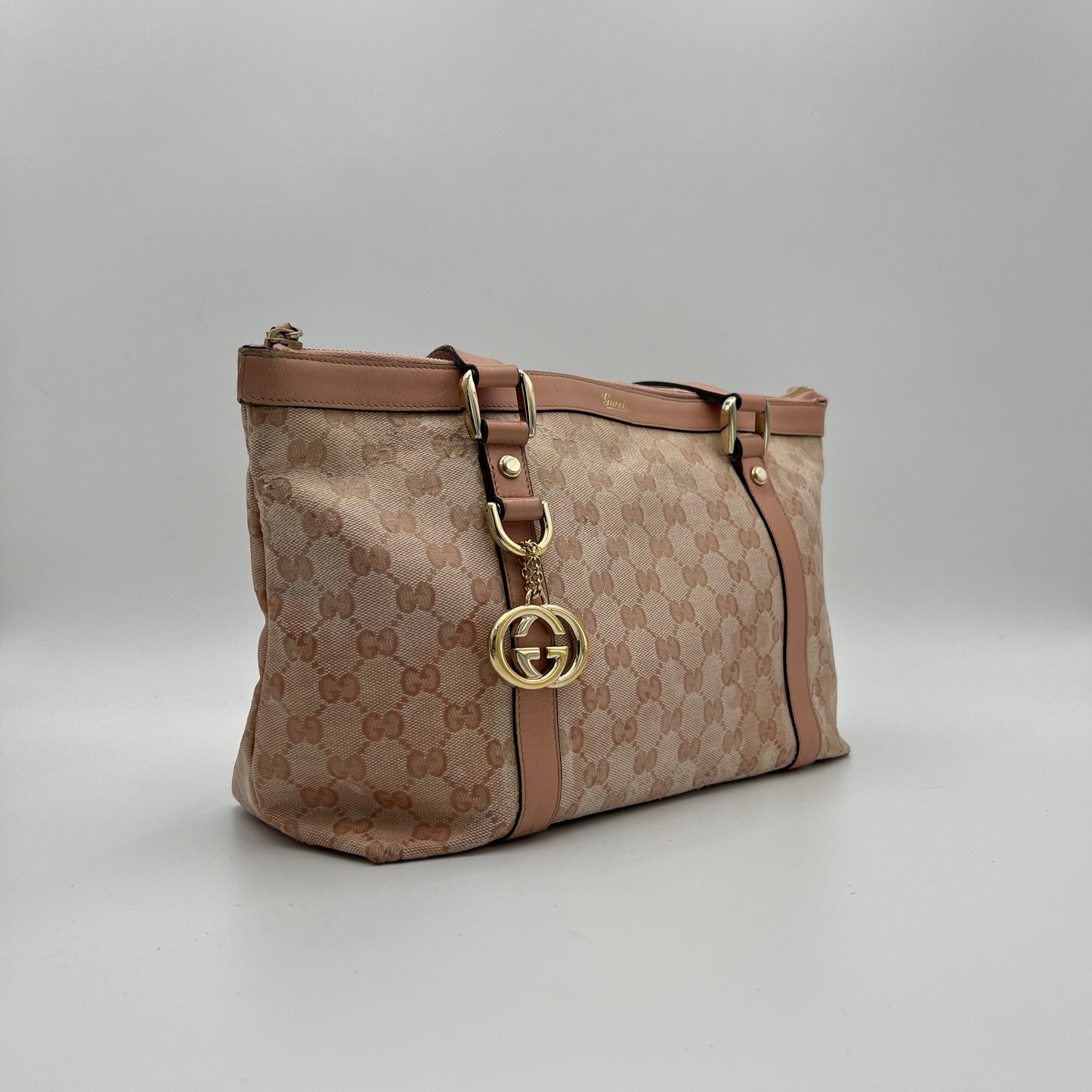 Gucci Pink Monogram Coated Canvas Tote