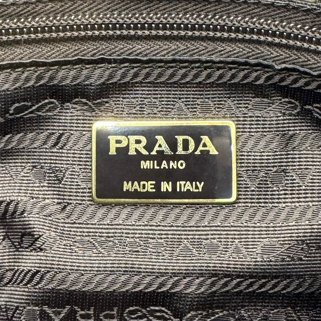 Prada Dark Brown Nylon and Leather Chain Mini Boston GHW