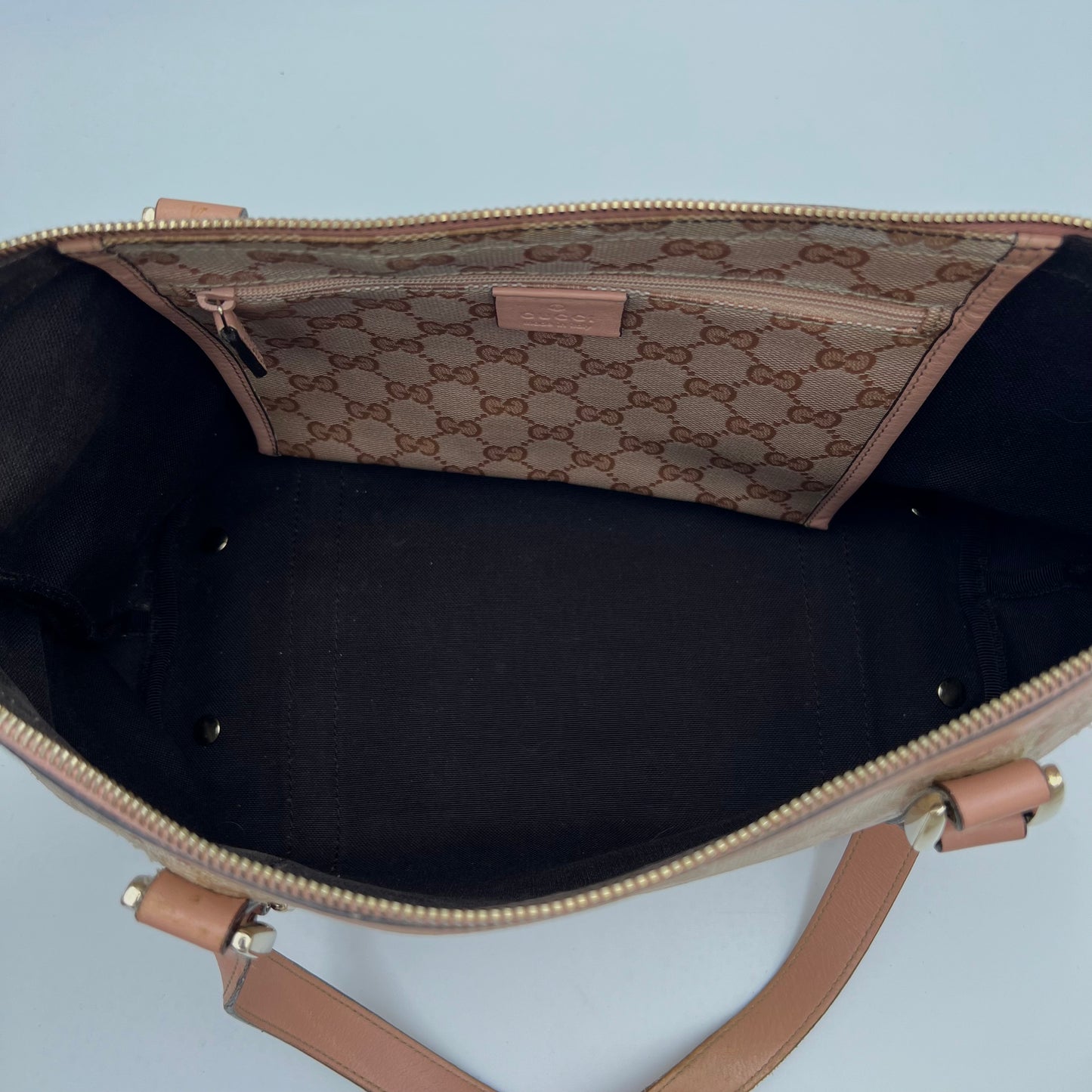 Gucci Pink Monogram Coated Canvas Tote