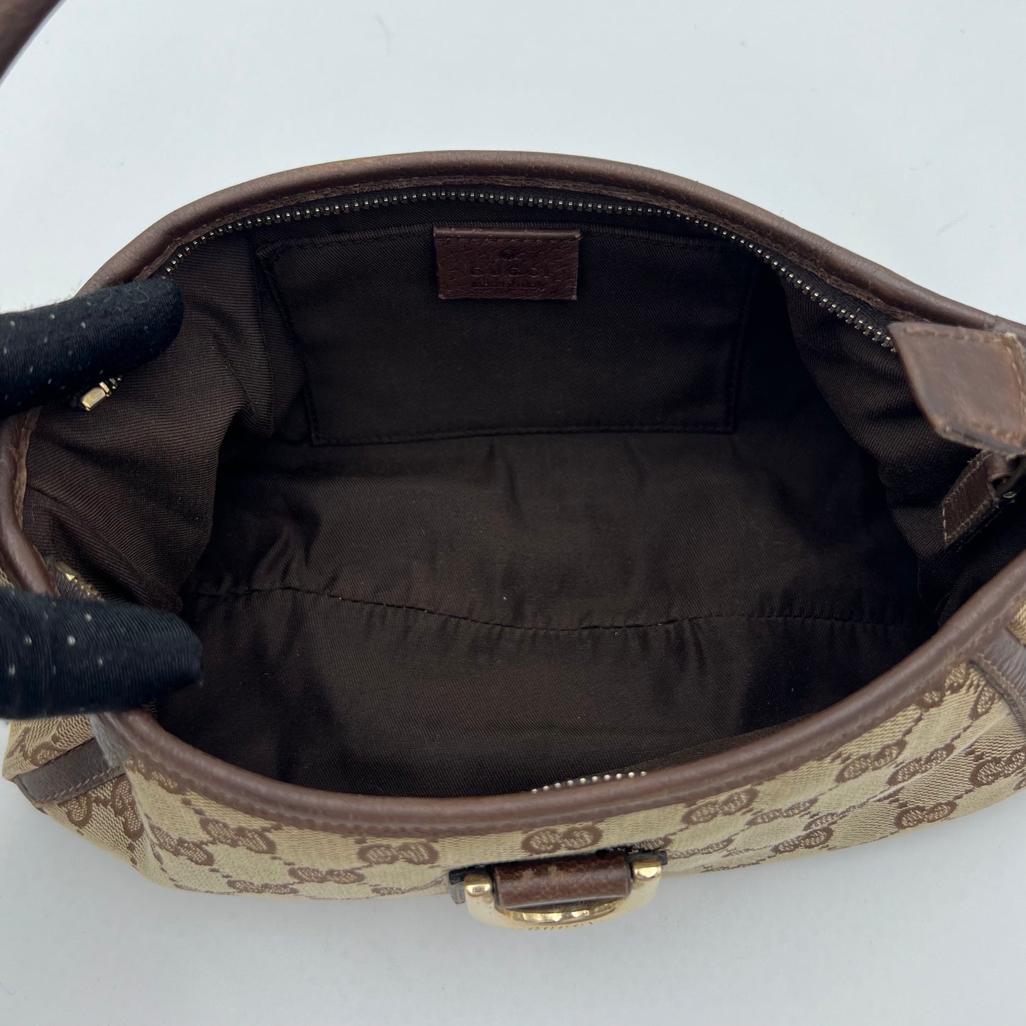 Gucci Brown Monogram Canvas Abbey D-Ring Pochette