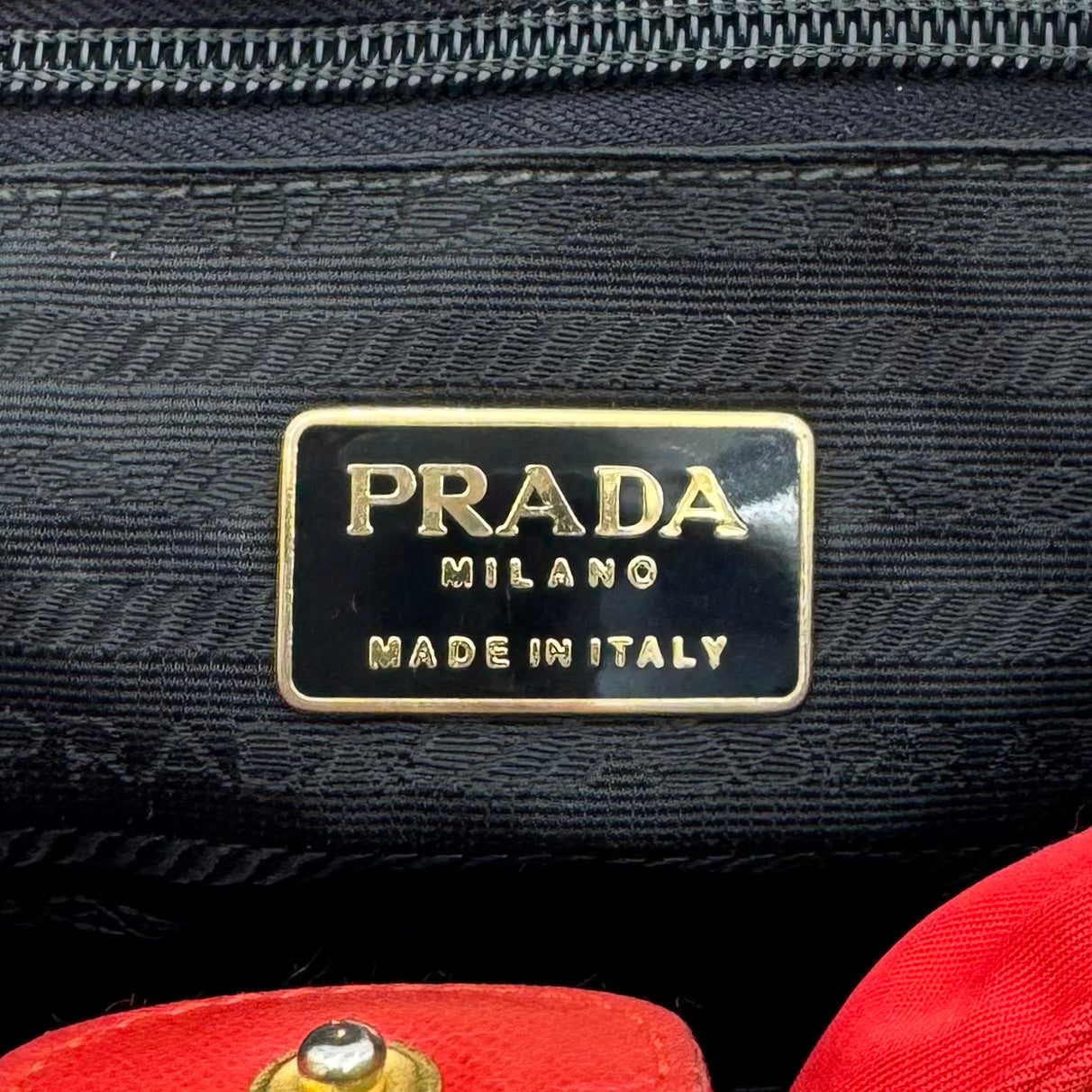 Prada Red Quilted Nylon Small Chain Bag GHW