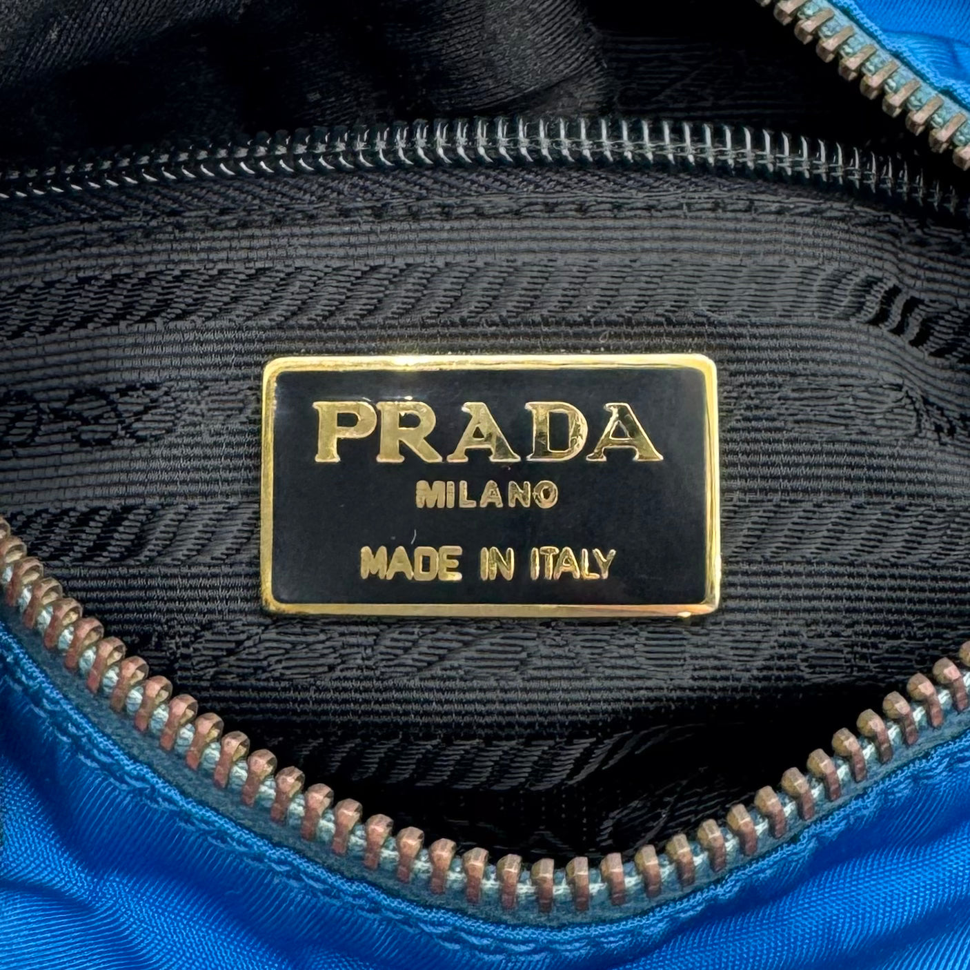 Prada Azure Blue Quilted Nylon Chain Crossbody GHW